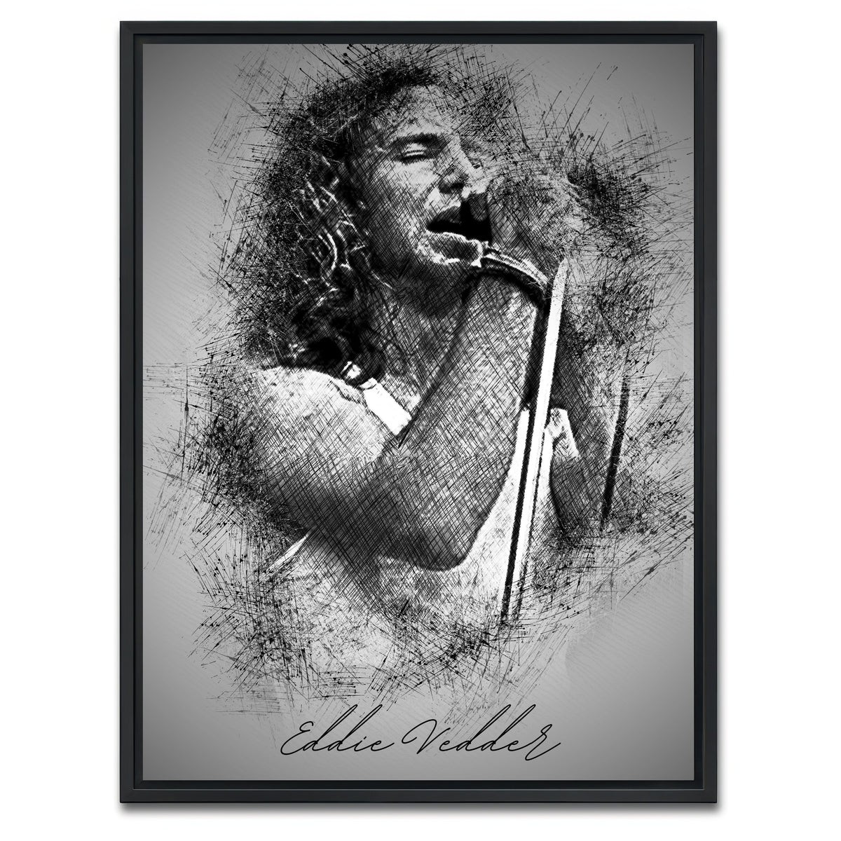 AUTO-MOCKUP WHITE | Eddie Vedder Sketch | 1 Piece | Black Framed Canvas | group=3x4