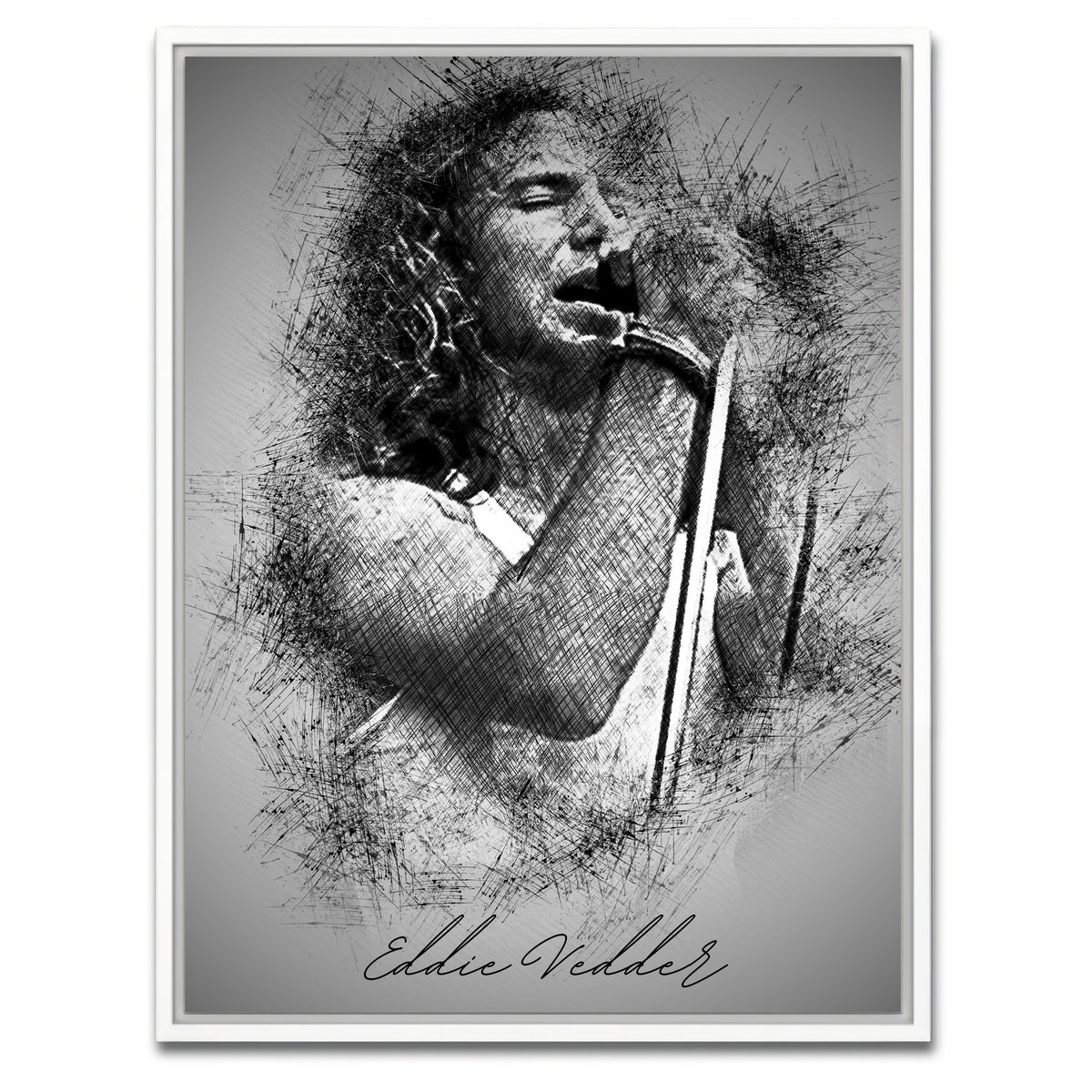AUTO-MOCKUP WHITE | Eddie Vedder Sketch | 1 Piece | White Framed Canvas | group=3x4