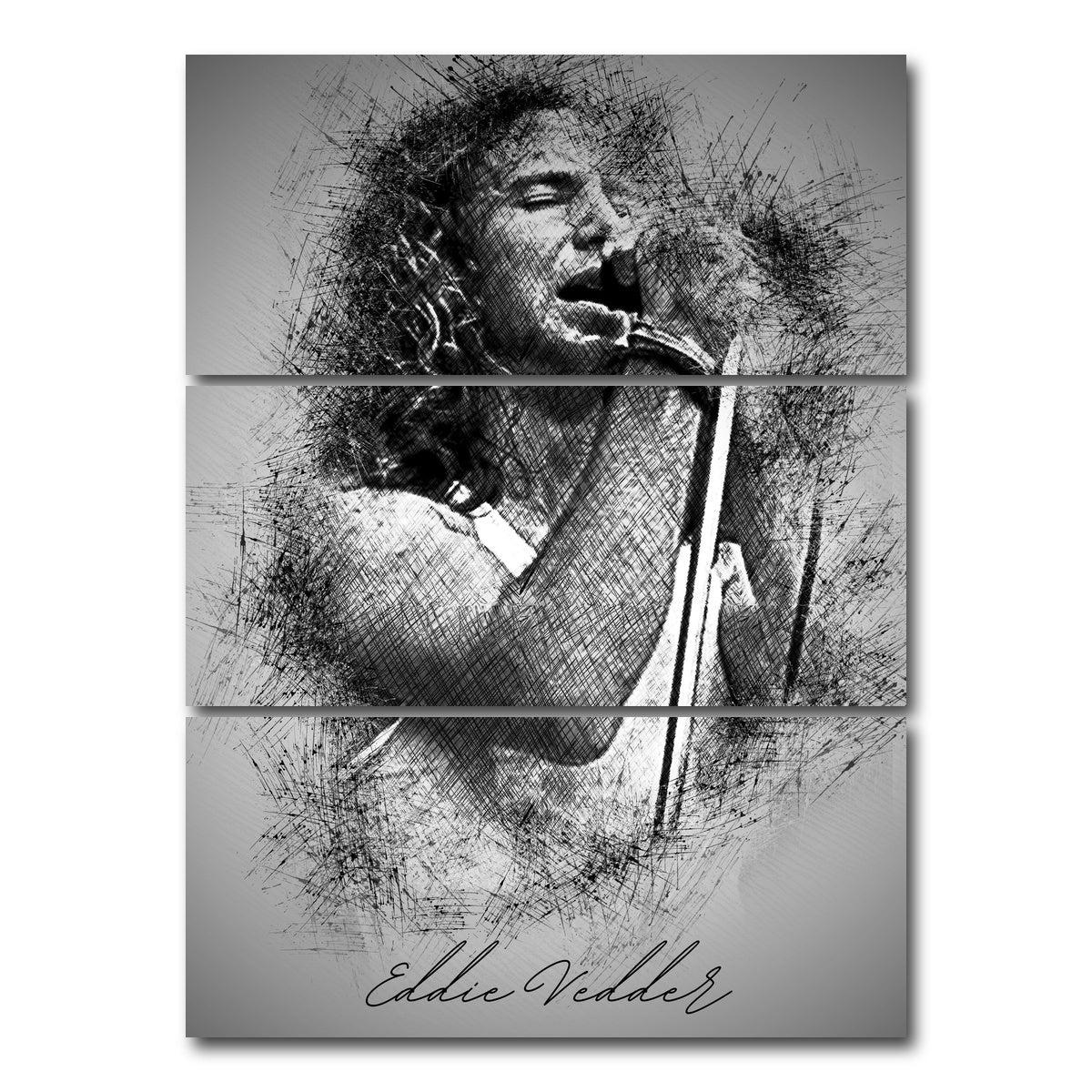 AUTO-MOCKUP WHITE | Eddie Vedder Sketch | 3 Piece | Gallery Wrap Canvas | group=8x18_stacked