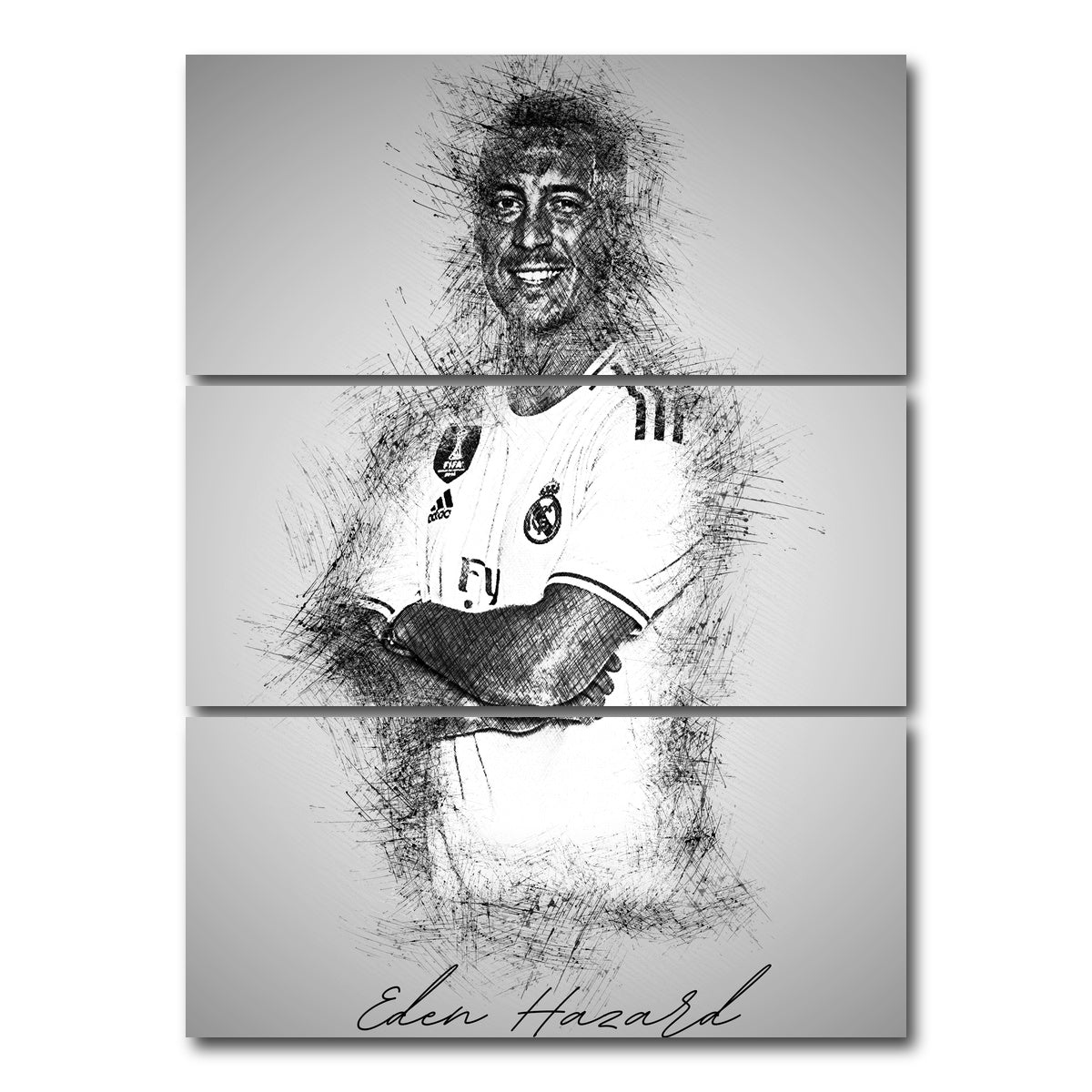 AUTO-MOCKUP WHITE | Eden Hazard | 3 Piece | Gallery Wrap Canvas | group=8x18_stacked