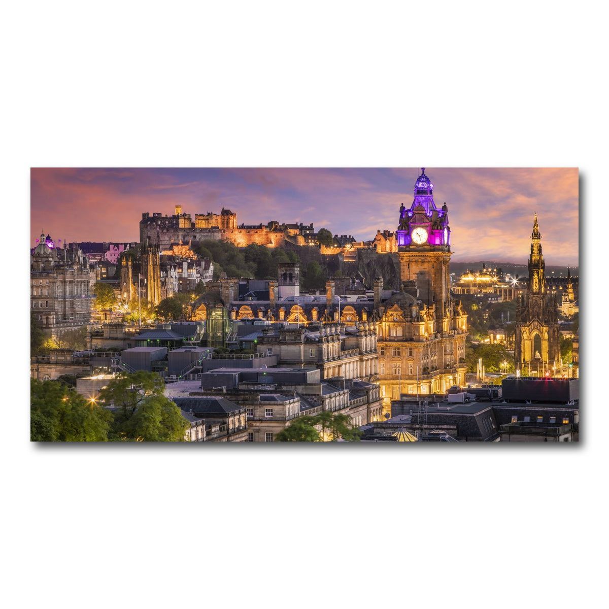 AUTO-MOCKUP WHITE | Edinburgh Sunset | 1 Piece | Gallery Wrap Canvas | group=2x1
