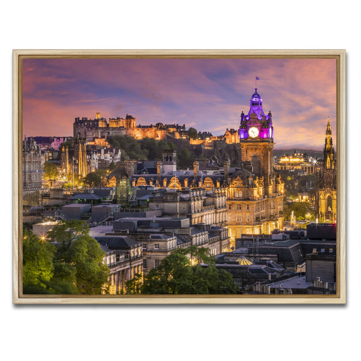 AUTO-MOCKUP WHITE | Edinburgh Sunset | 1 Piece | Natural Framed Canvas | group=4x3