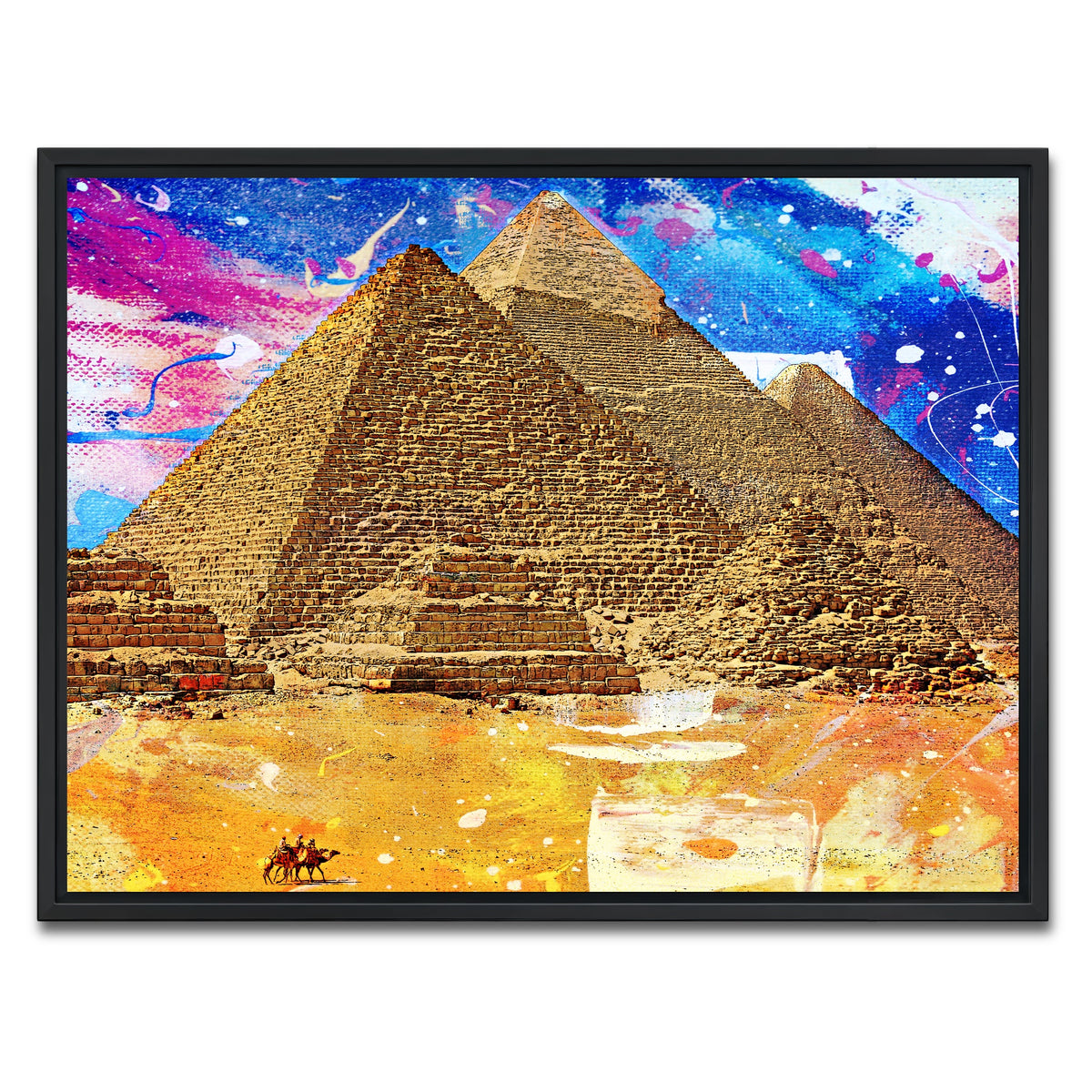 AUTO-MOCKUP WHITE | Egypt Pyramids Abstract | 1 Piece | Black Framed Canvas | group=4x3