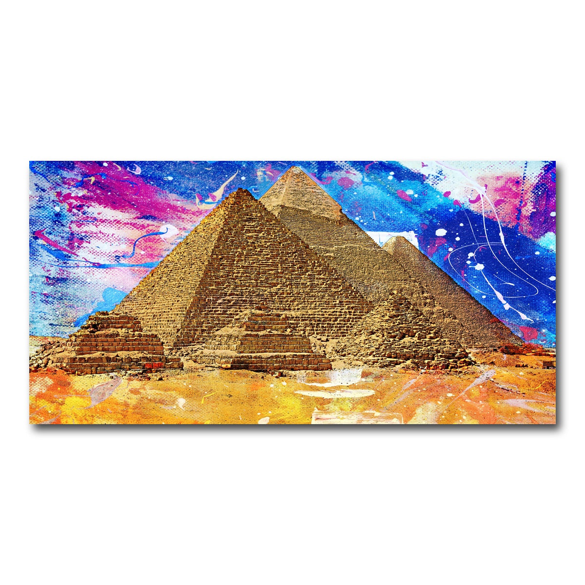 AUTO-MOCKUP WHITE | Egypt Pyramids Abstract | 1 Piece | Gallery Wrap Canvas | group=2x1