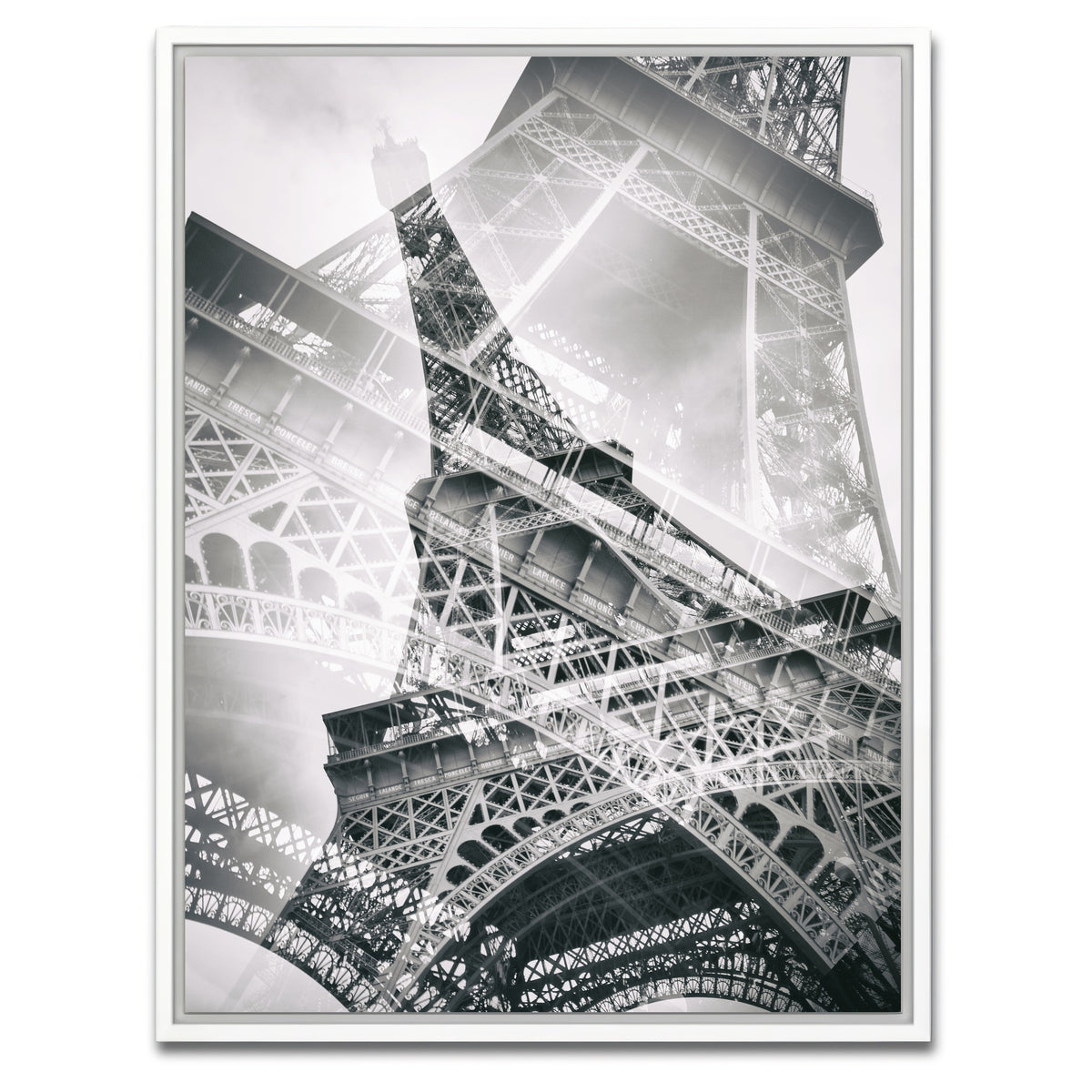 AUTO-MOCKUP WHITE | Eiffel Tower Double Exposure | 1 Piece | White Framed Canvas | group=3x4