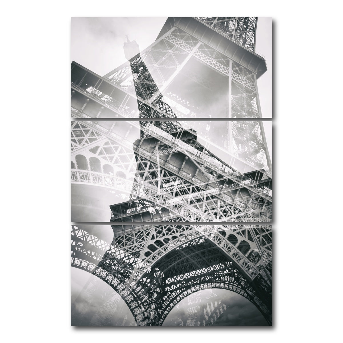 AUTO-MOCKUP WHITE | Eiffel Tower Double Exposure | 3 Piece | Gallery Wrap Canvas | group=12x24_stacked