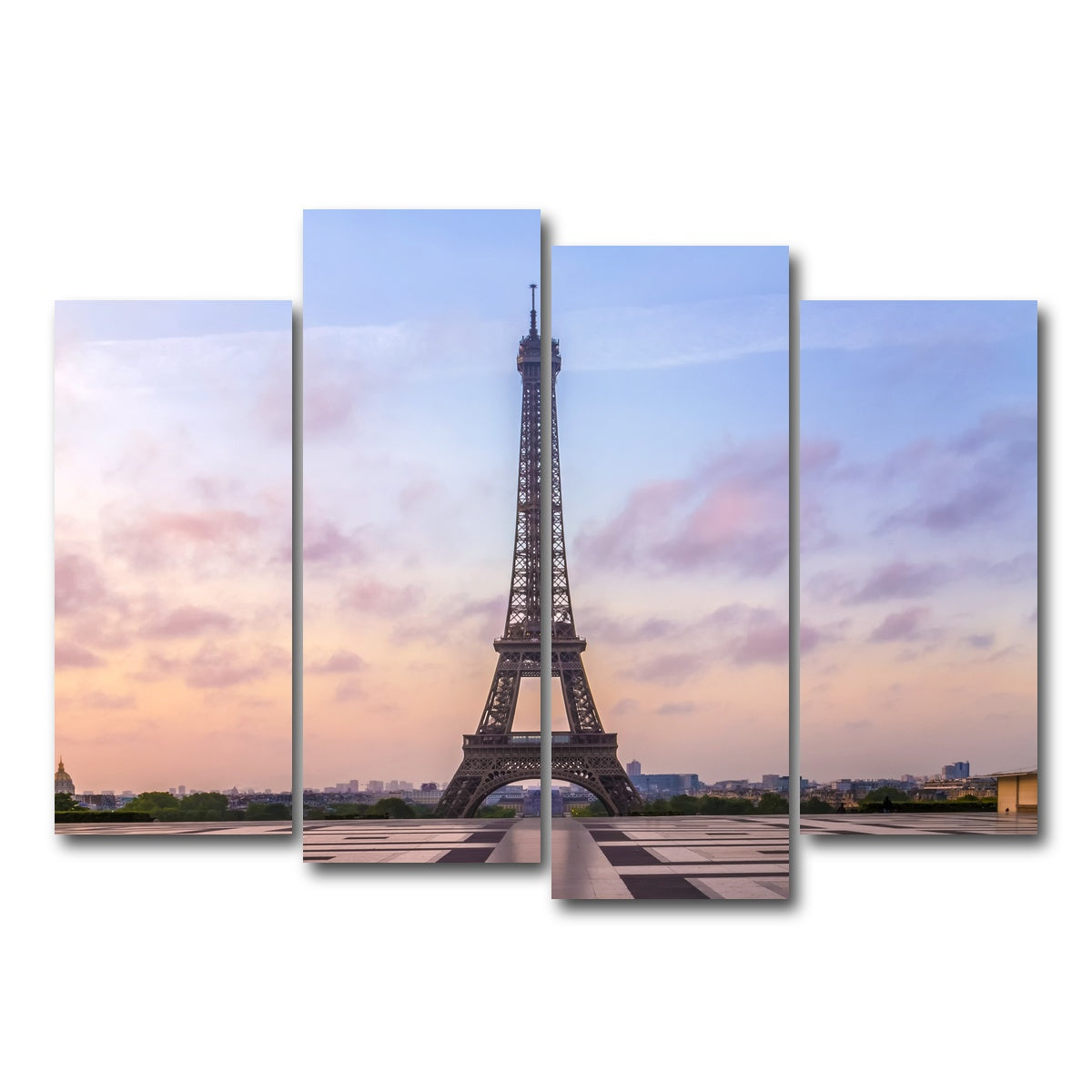 AUTO-MOCKUP WHITE | Eiffel Tower Sunrise | 4 Piece | Gallery Wrap Canvas | group=4_normal