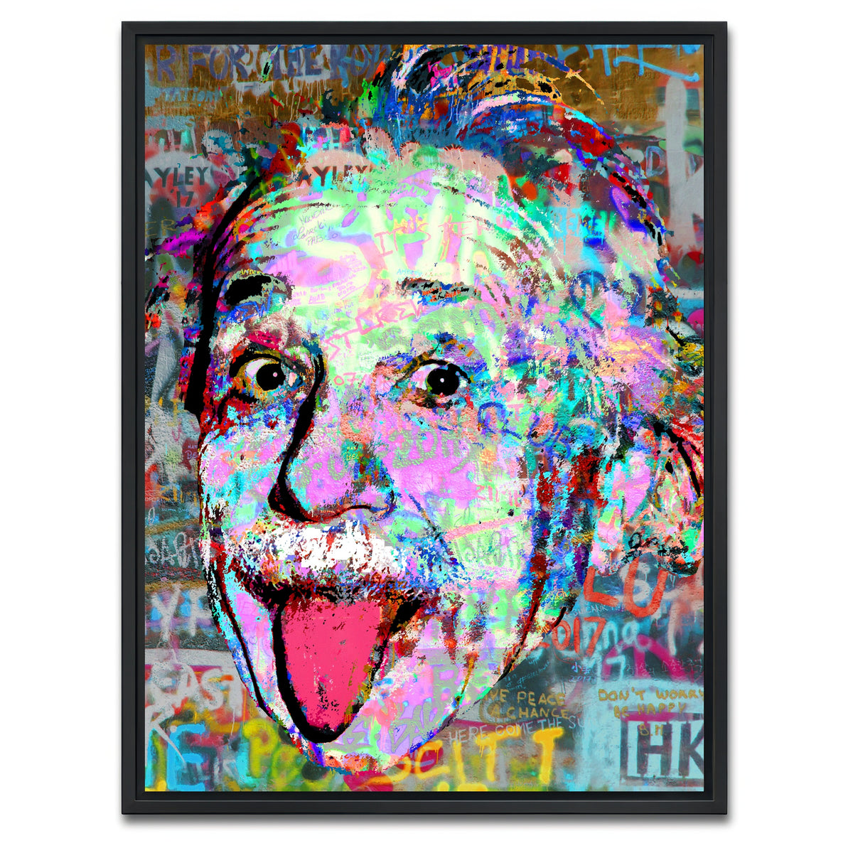 AUTO-MOCKUP WHITE | Einstein Heavy Graffiti | 1 Piece | Black Framed Canvas | group=3x4