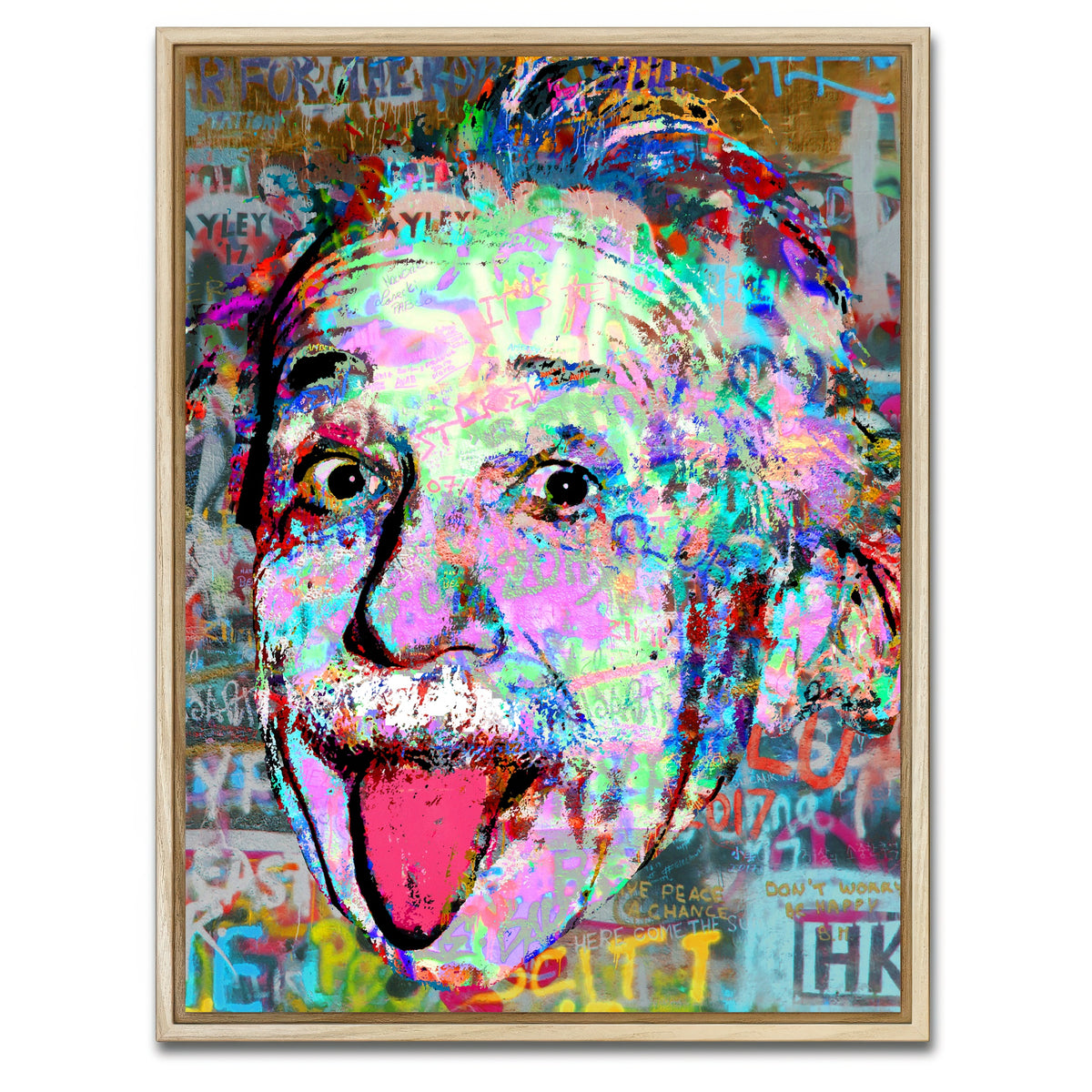 AUTO-MOCKUP WHITE | Einstein Heavy Graffiti | 1 Piece | Natural Framed Canvas | group=3x4