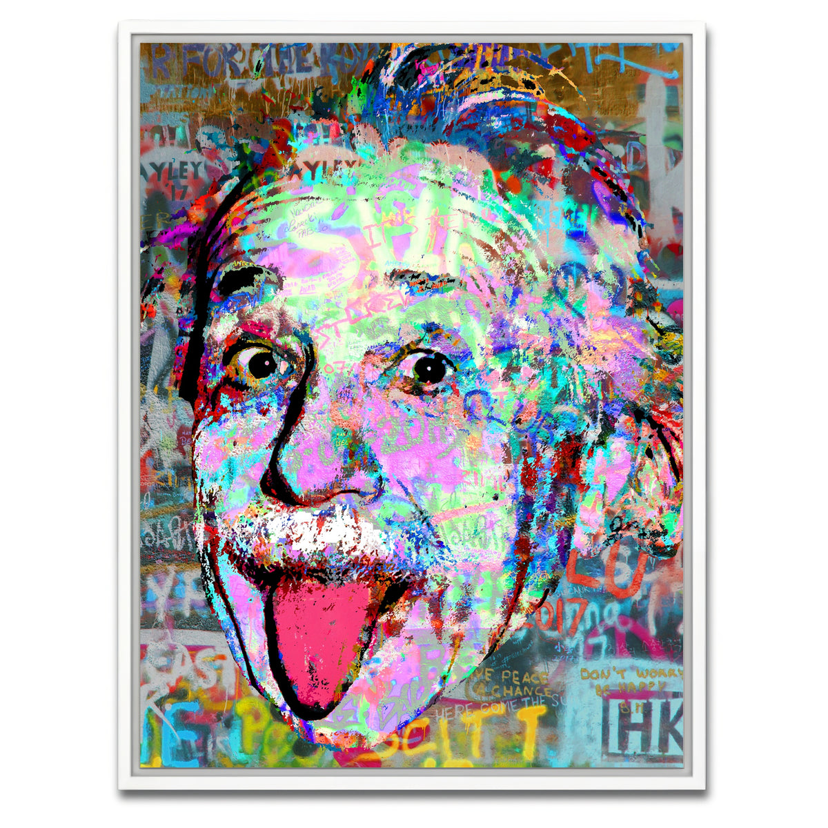 AUTO-MOCKUP WHITE | Einstein Heavy Graffiti | 1 Piece | White Framed Canvas | group=3x4