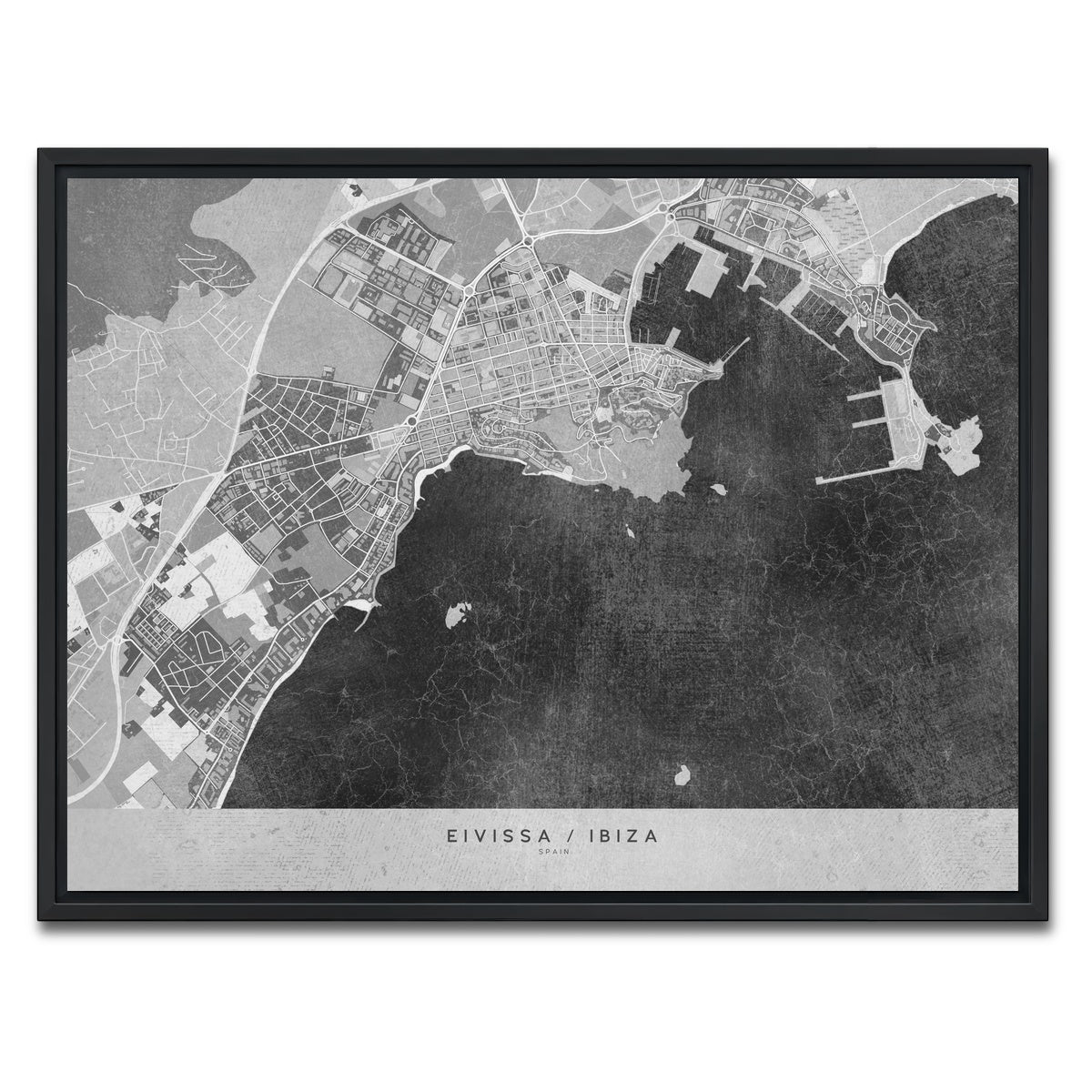 AUTO-MOCKUP WHITE | Eivissa Map 2 | 1 Piece | Black Framed Canvas | group=4x3