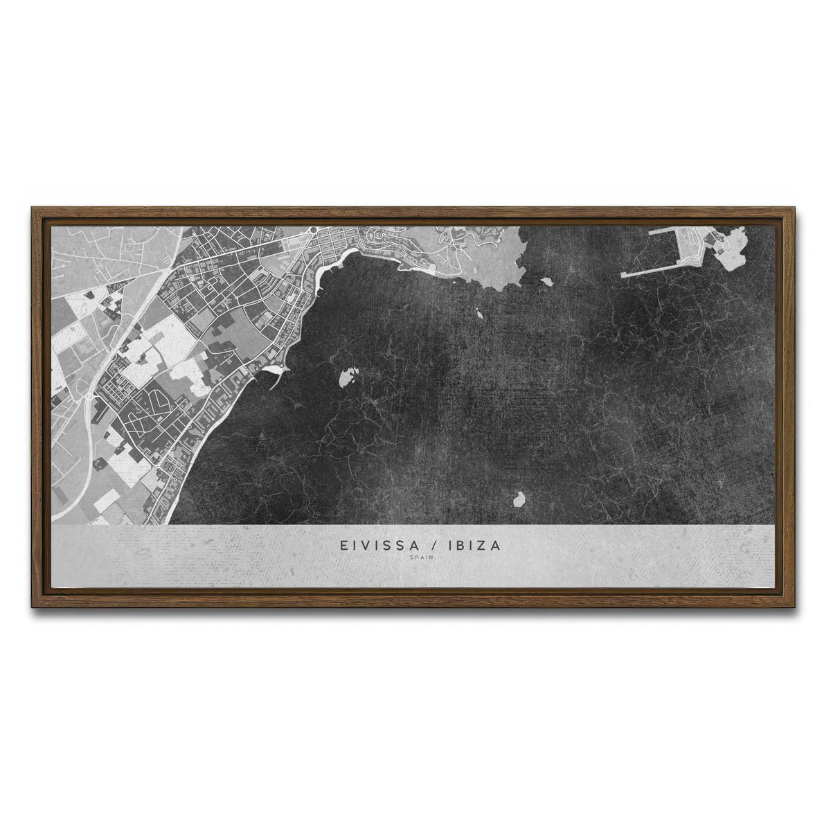 AUTO-MOCKUP WHITE | Eivissa Map 2 | 1 Piece | Walnut Framed Canvas | group=2x1