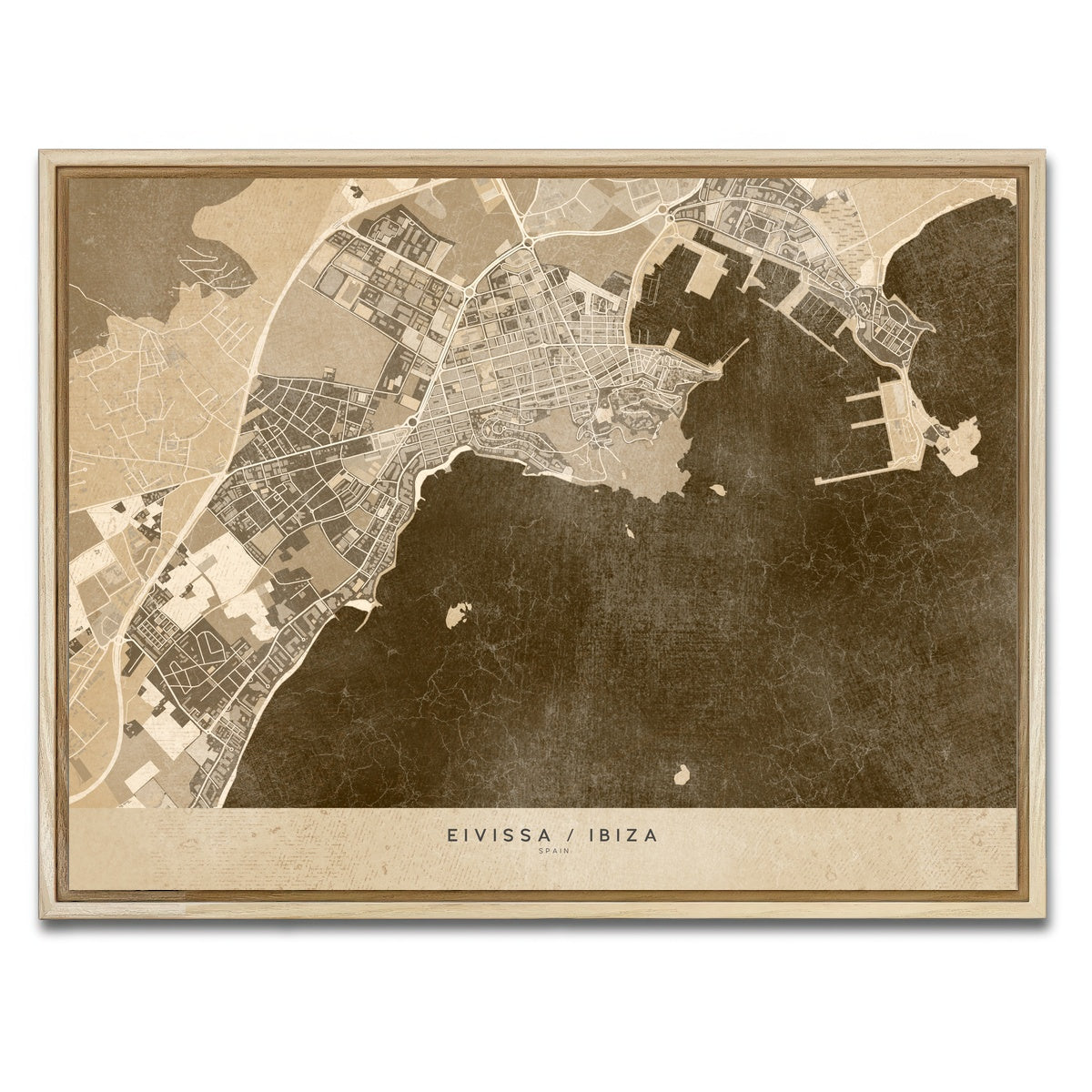 AUTO-MOCKUP WHITE | Eivissa Map | 1 Piece | Natural Framed Canvas | group=4x3