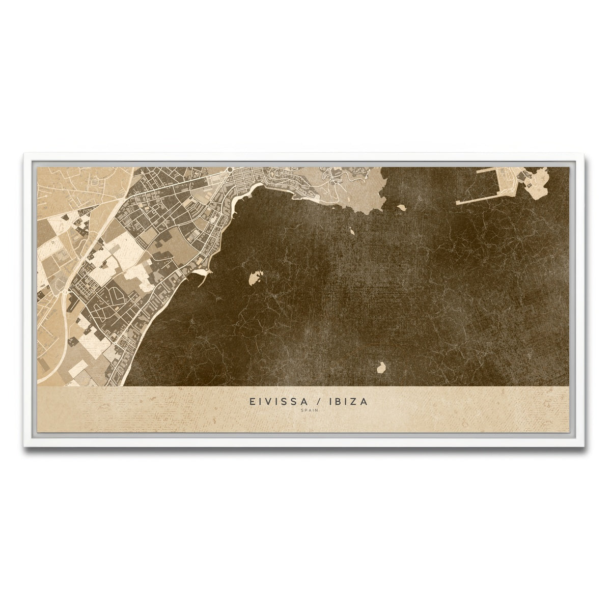 AUTO-MOCKUP WHITE | Eivissa Map | 1 Piece | White Framed Canvas | group=2x1