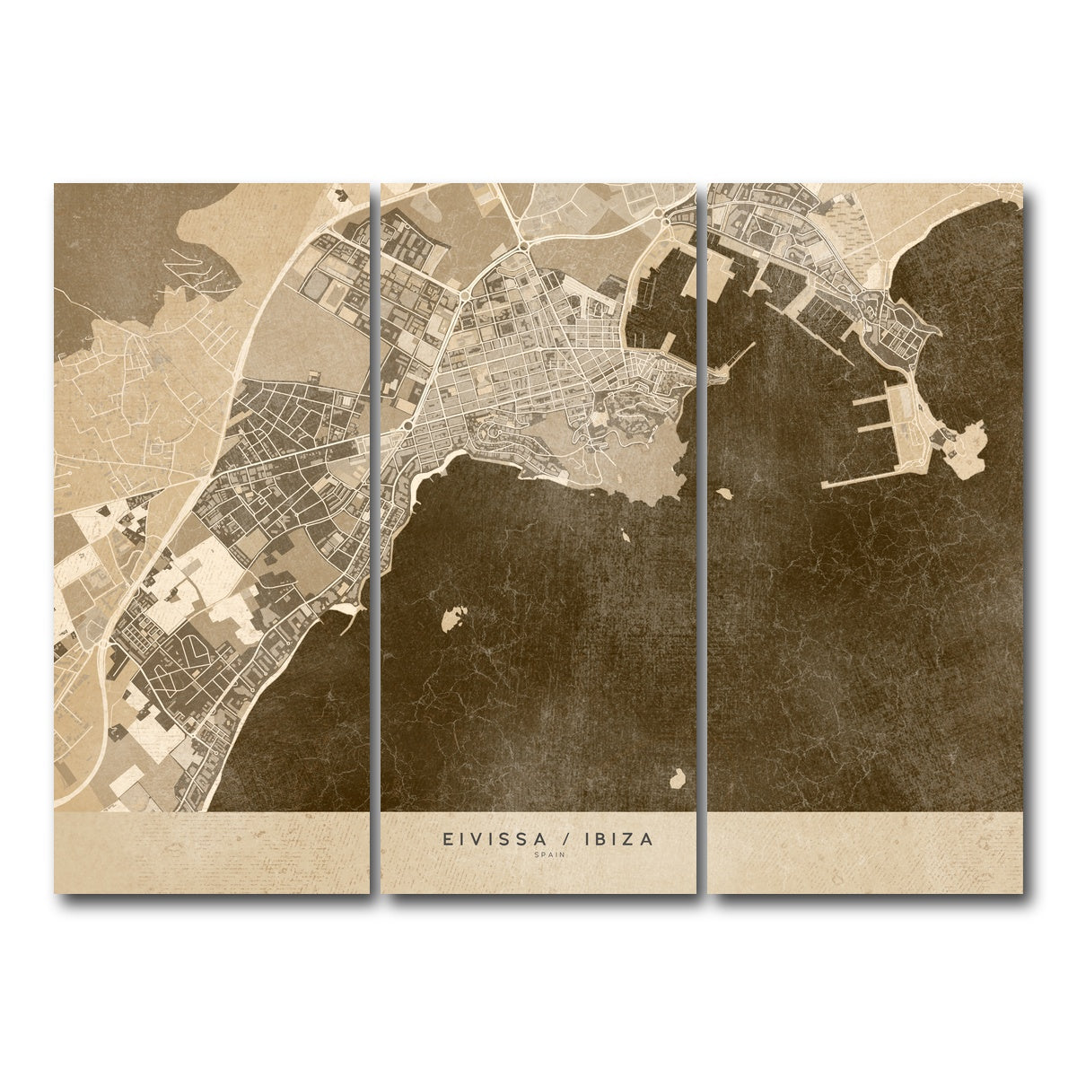 AUTO-MOCKUP WHITE | Eivissa Map | 3 Piece | Gallery Wrap Canvas | group=8x18
