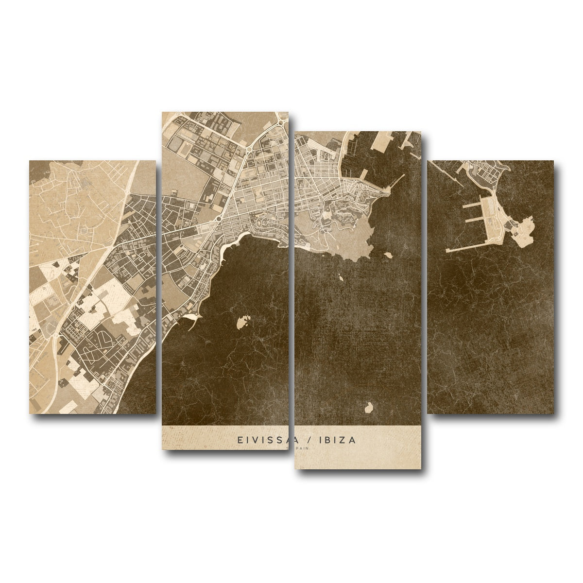 AUTO-MOCKUP WHITE | Eivissa Map | 4 Piece | Gallery Wrap Canvas | group=4_short