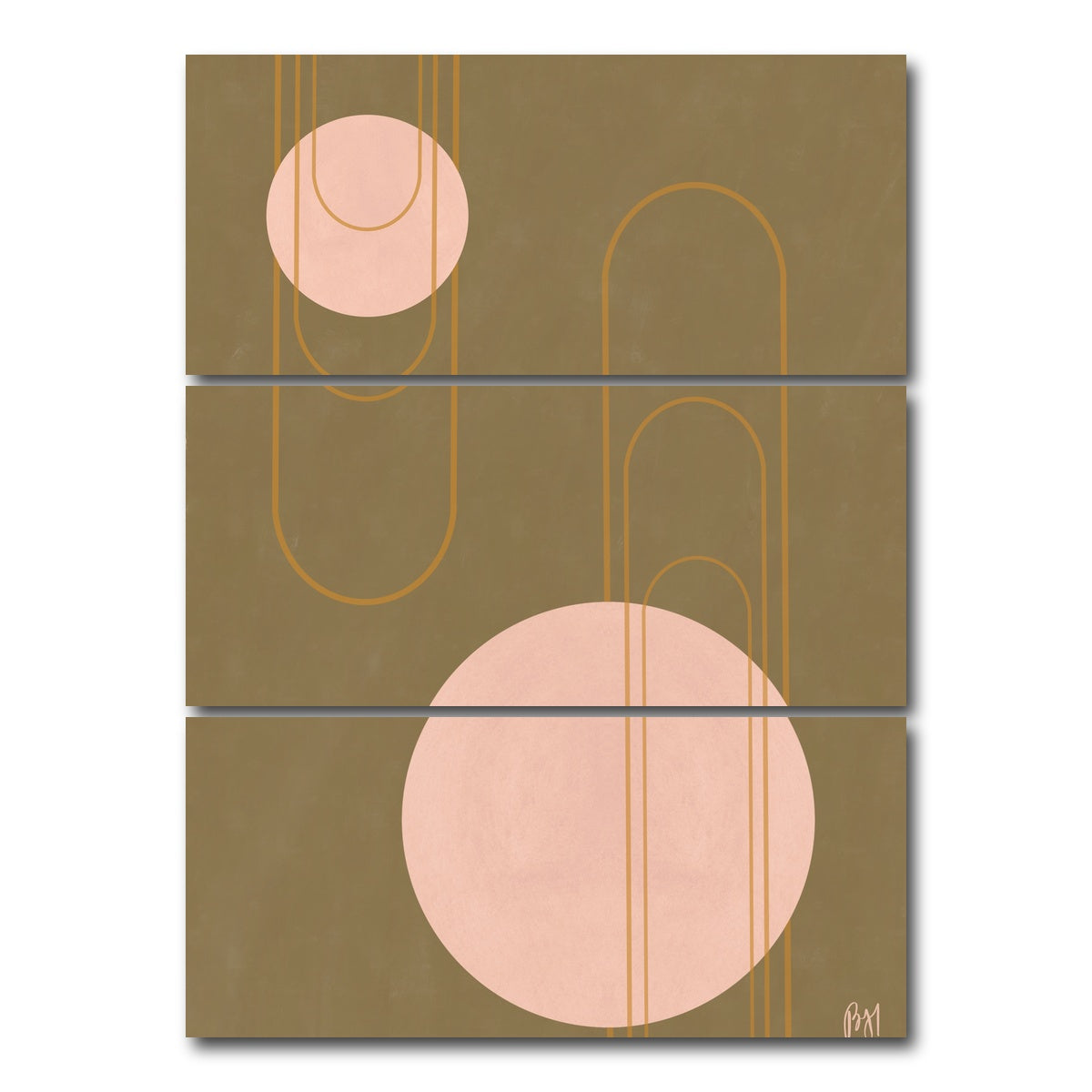 AUTO-MOCKUP WHITE | Elegance of Khaki | 3 Piece | Gallery Wrap Canvas | group=8x18_stacked