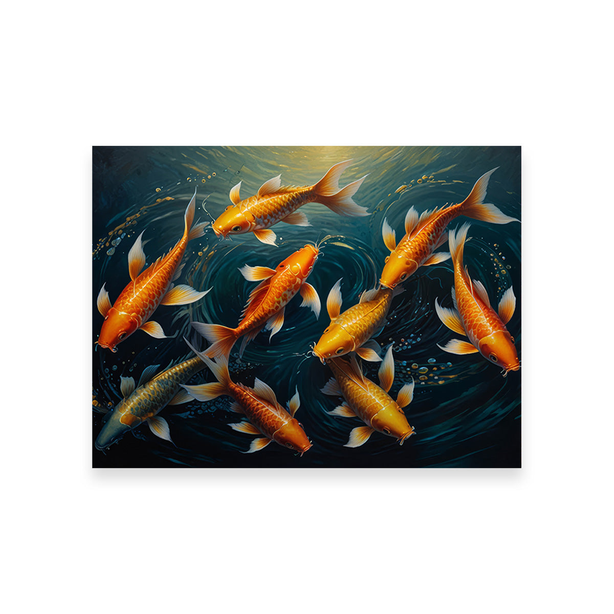 Elegant Koi Fish Swimming Wall Art