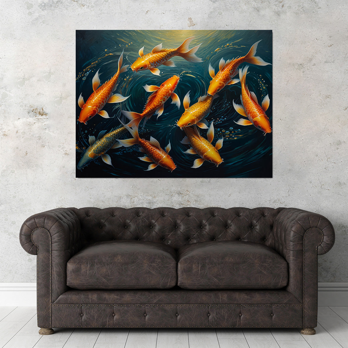 Elegant Koi Fish Swimming Wall Art
