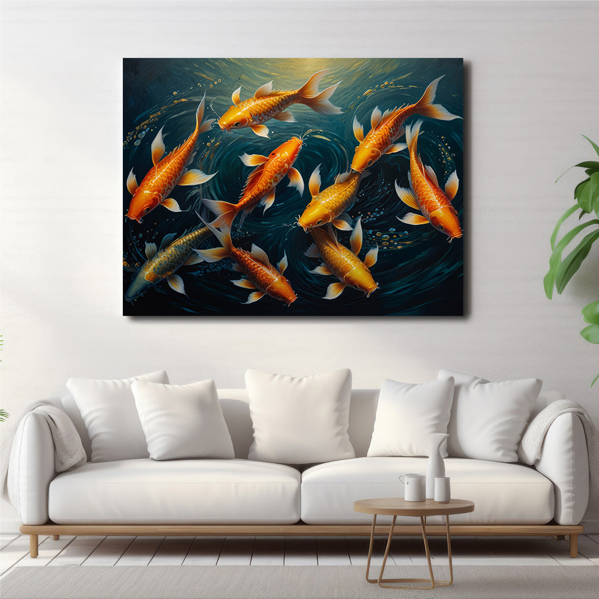 Elegant Koi Fish Swimming Wall Art