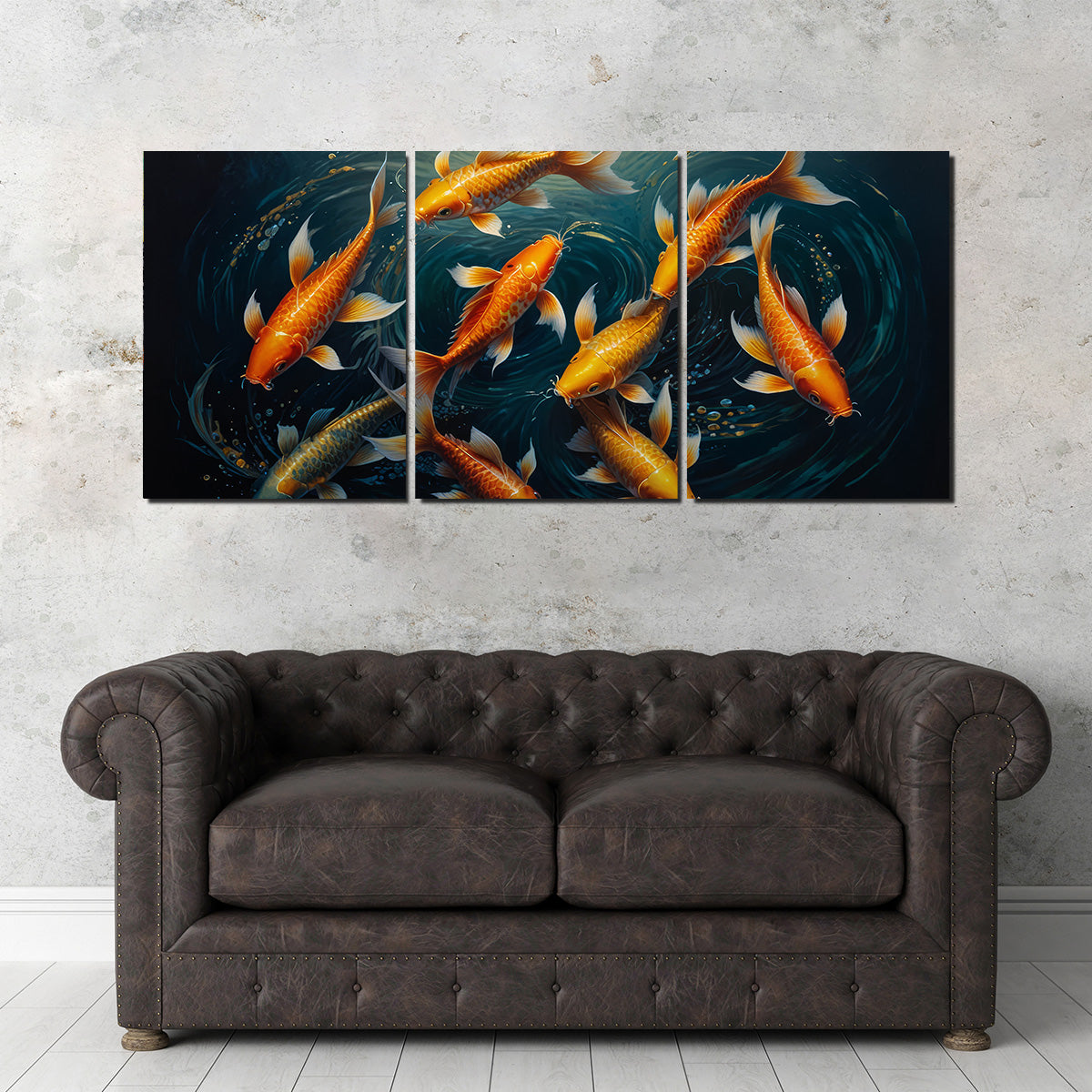Elegant Koi Fish Swimming Wall Art