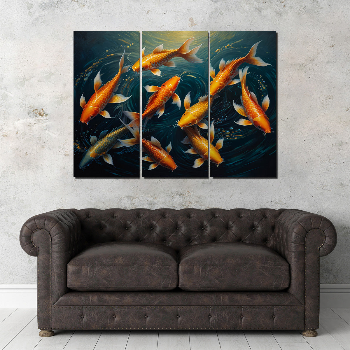 Elegant Koi Fish Swimming Wall Art