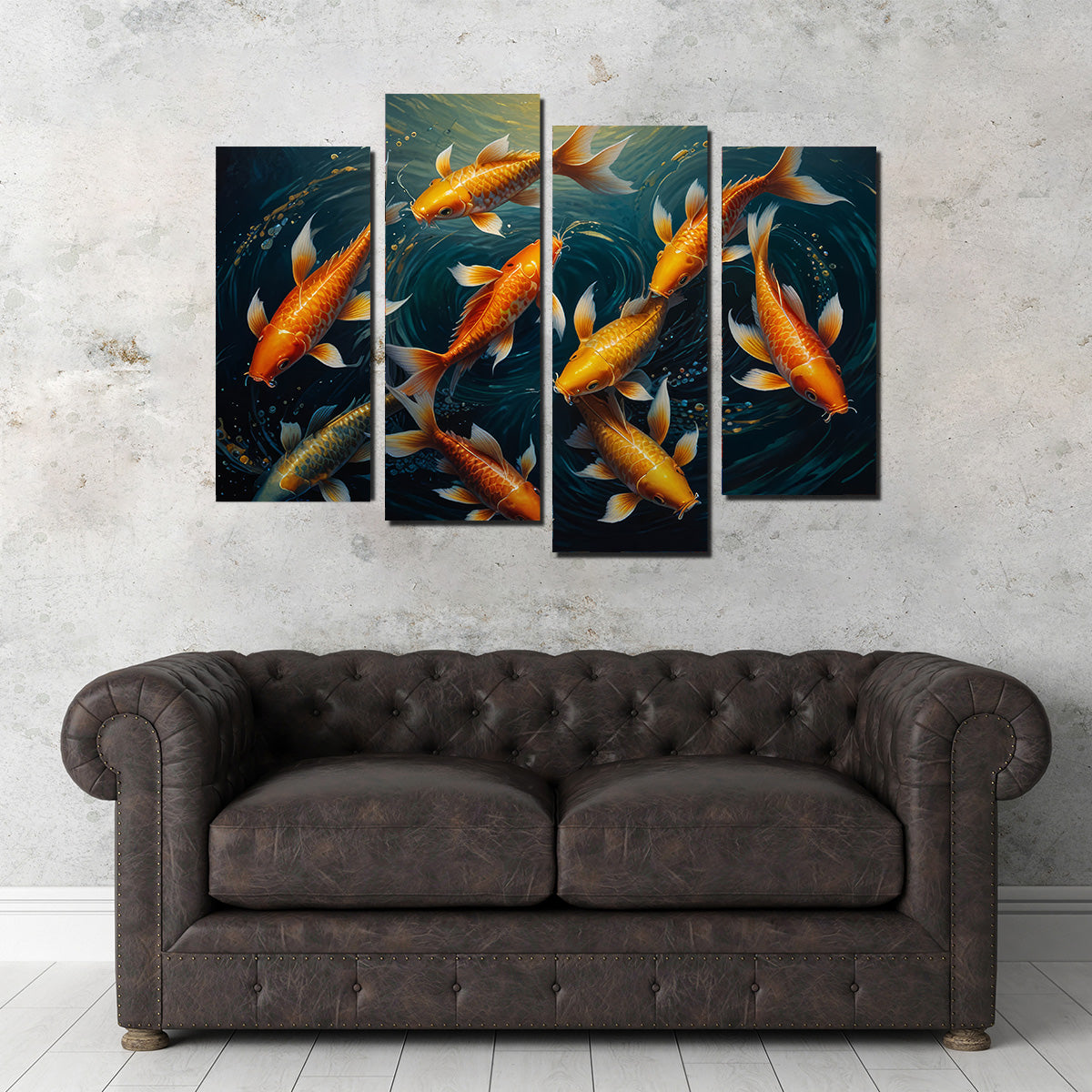 Elegant Koi Fish Swimming Wall Art