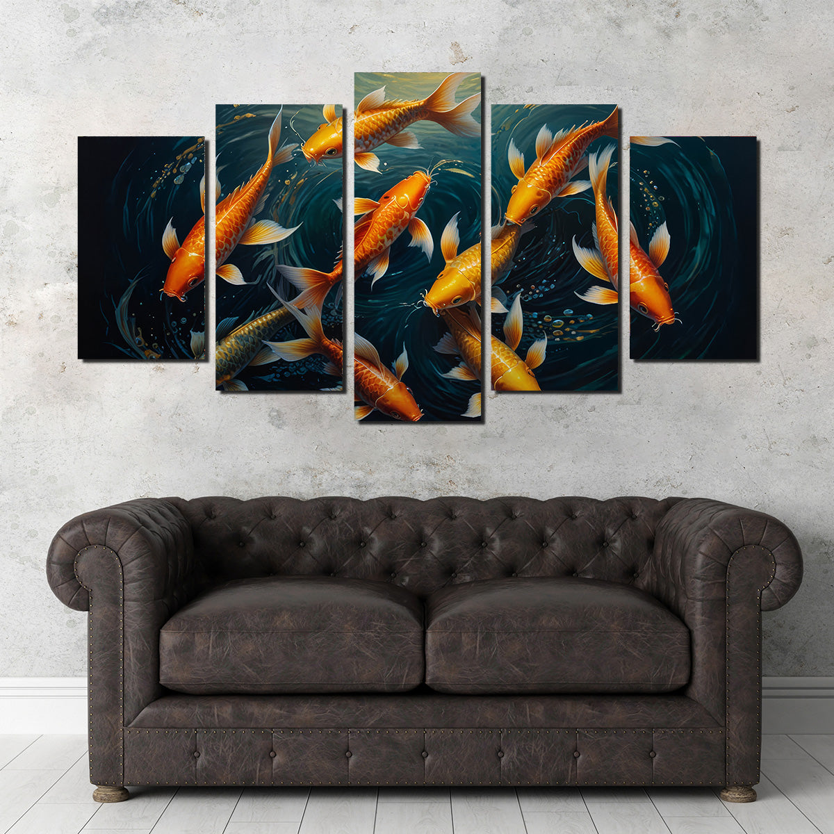 Elegant Koi Fish Swimming Wall Art