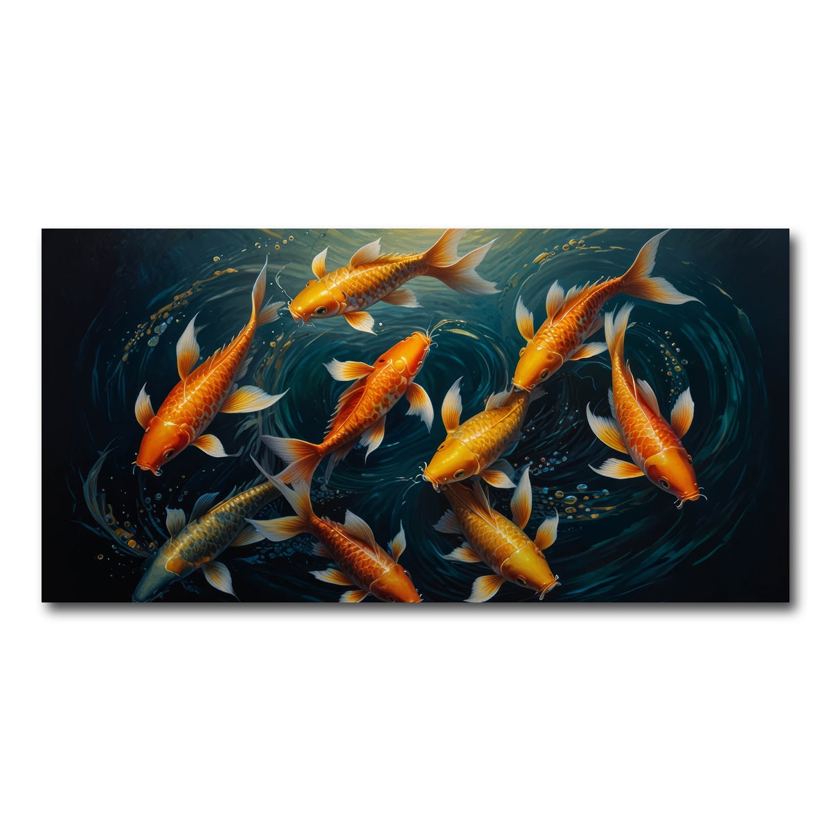 AUTO-MOCKUP WHITE | Elegant Koi Fish Swimming | 1 Piece | Gallery Wrap Canvas | group=2x1