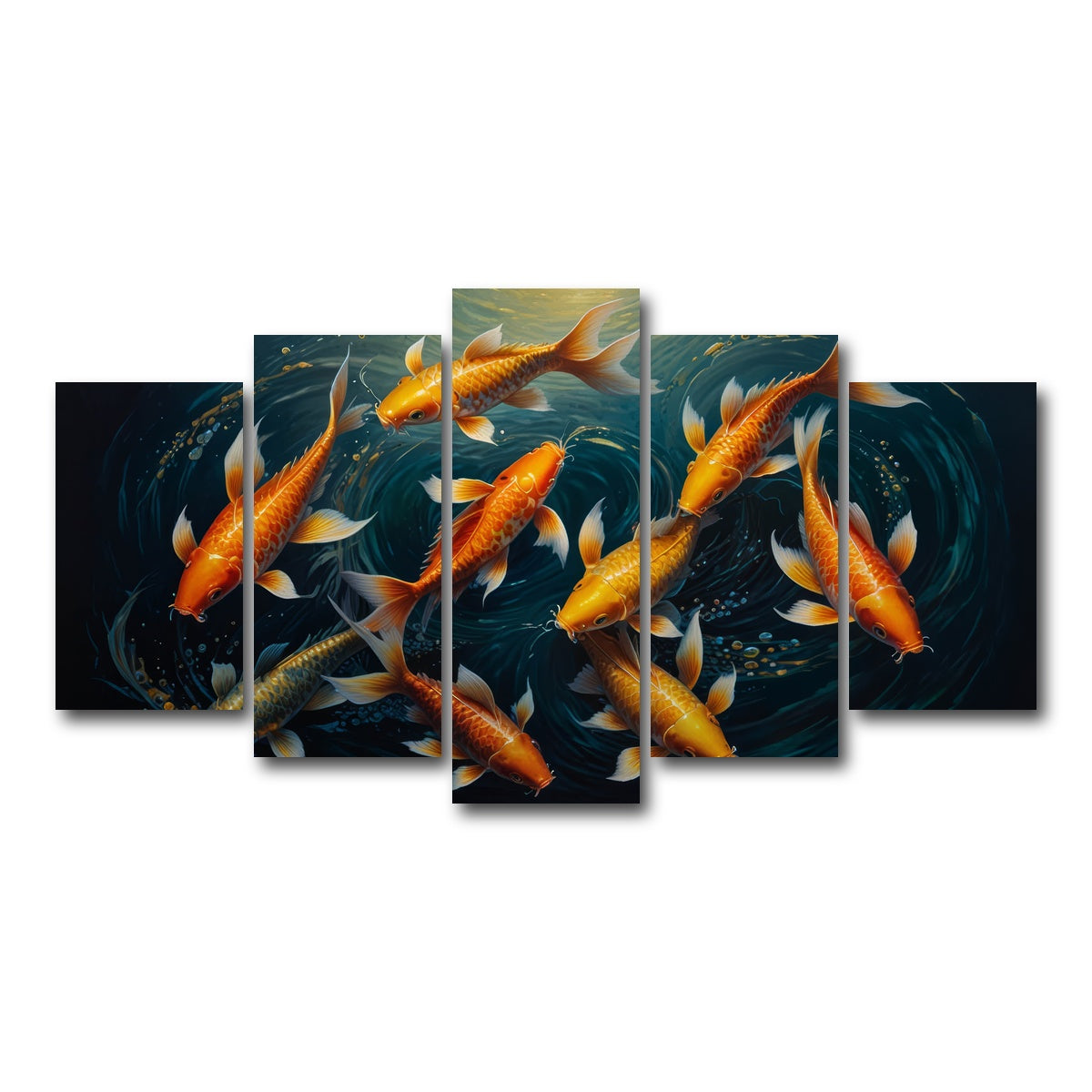 AUTO-MOCKUP WHITE | Elegant Koi Fish Swimming | 5 Piece | Gallery Wrap Canvas | group=5_normal