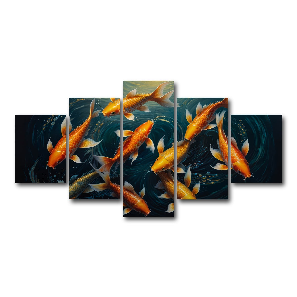 AUTO-MOCKUP WHITE | Elegant Koi Fish Swimming | 5 Piece | Gallery Wrap Canvas | group=5_short