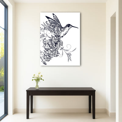 AUTO-MOCKUP ROOM | Elegant hummingbird with flowers
