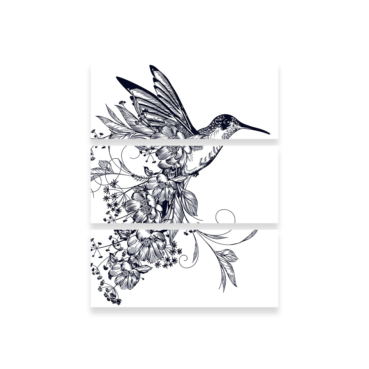 Elegant Hummingbird with Flowers Wall Art