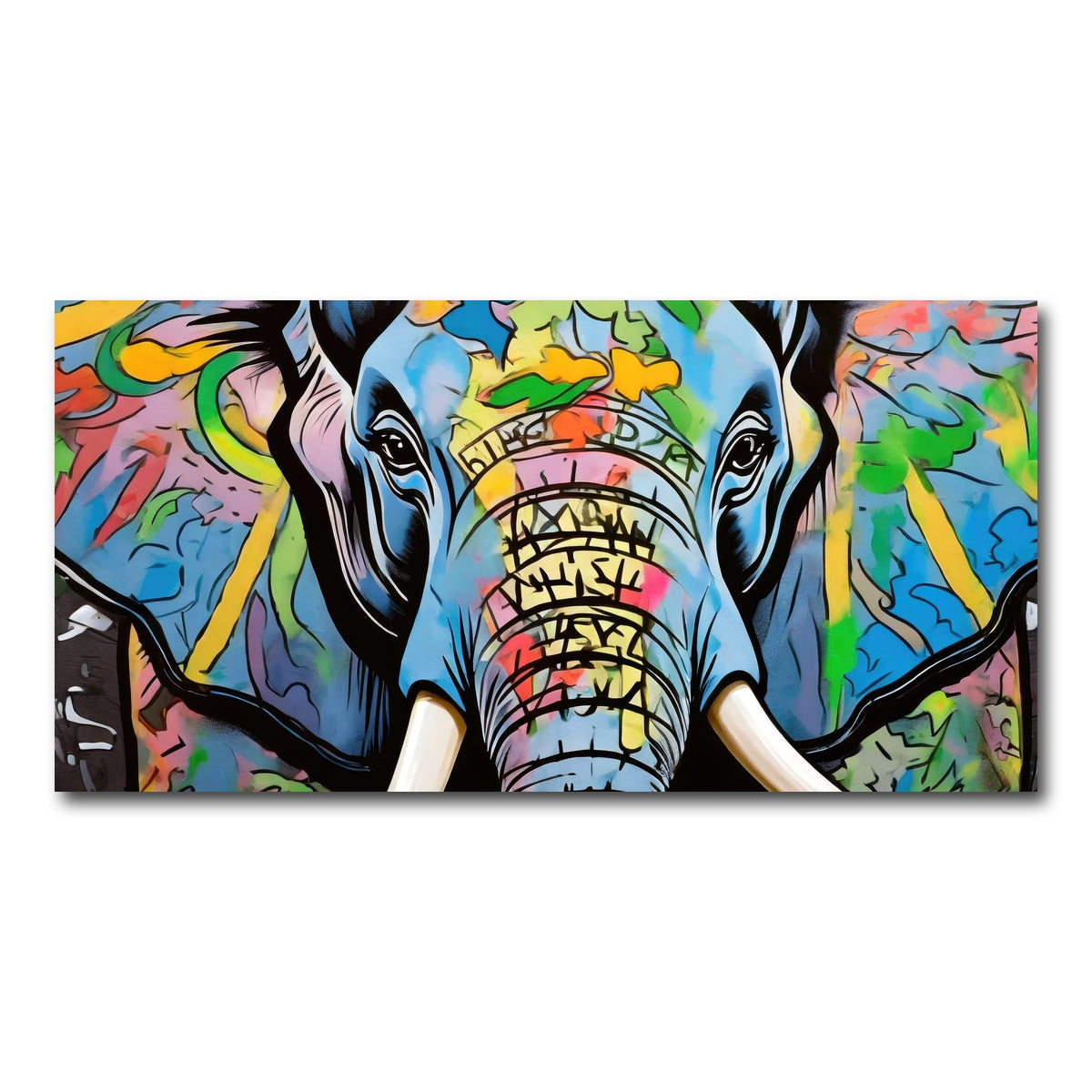 AUTO-MOCKUP WHITE | Elephant in Color | 1 Piece | Gallery Wrap Canvas | group=2x1