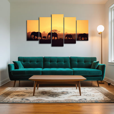 AUTO-MOCKUP ROOM | Elephants Walking Wall Art