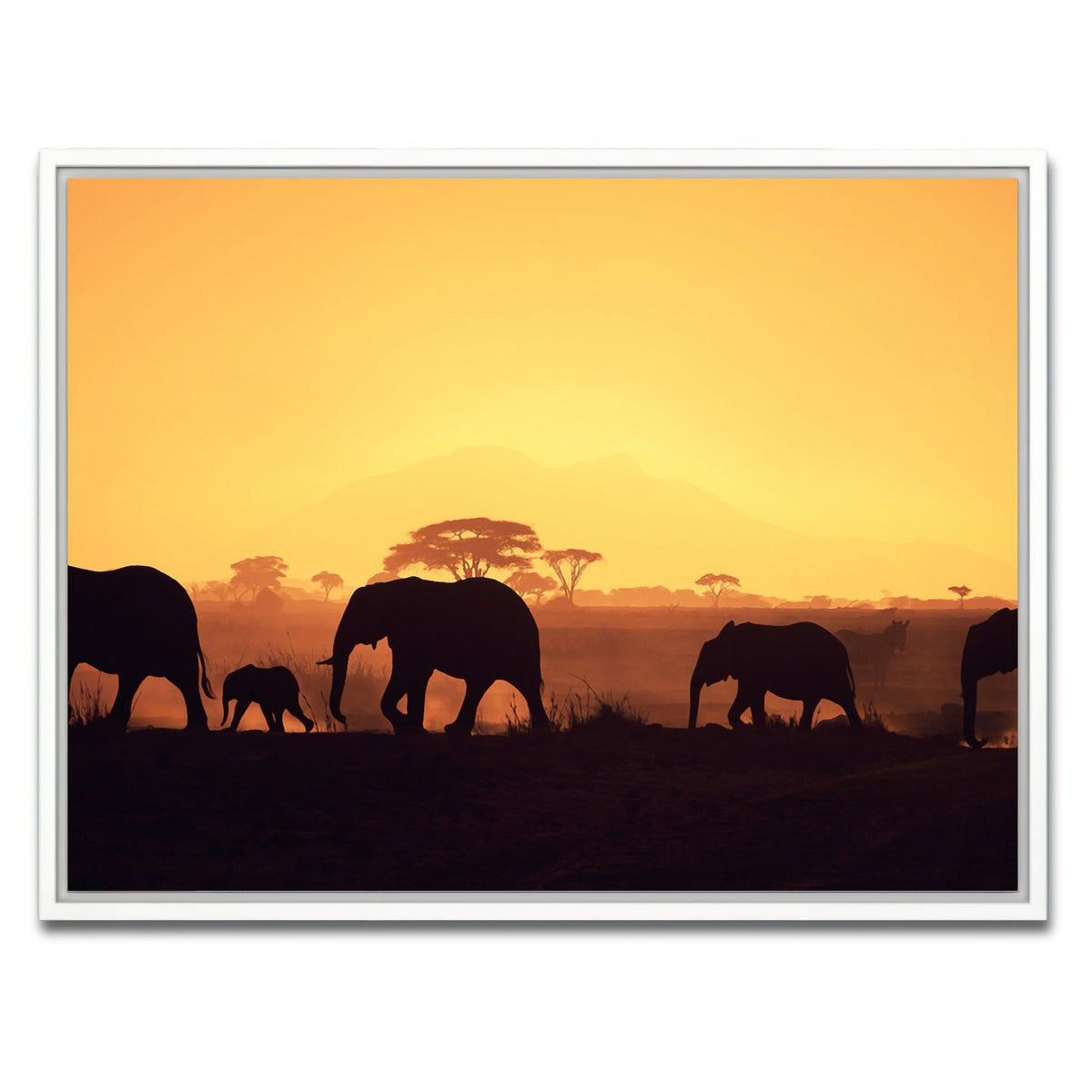 AUTO-MOCKUP WHITE | Elephants Walking Wall Art | 1 Piece | White Frame | group=4x3