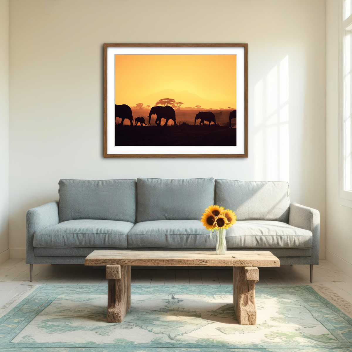AUTO-MOCKUP ROOM | Elephants Walking Wall Art