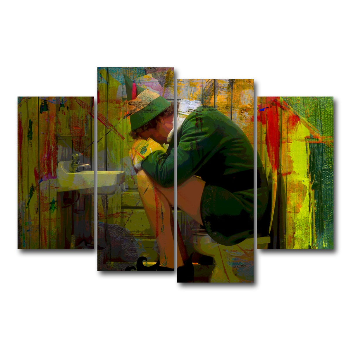 AUTO-MOCKUP WHITE | Elf Bathroom | 4 Piece | Gallery Wrap Canvas | group=4_short