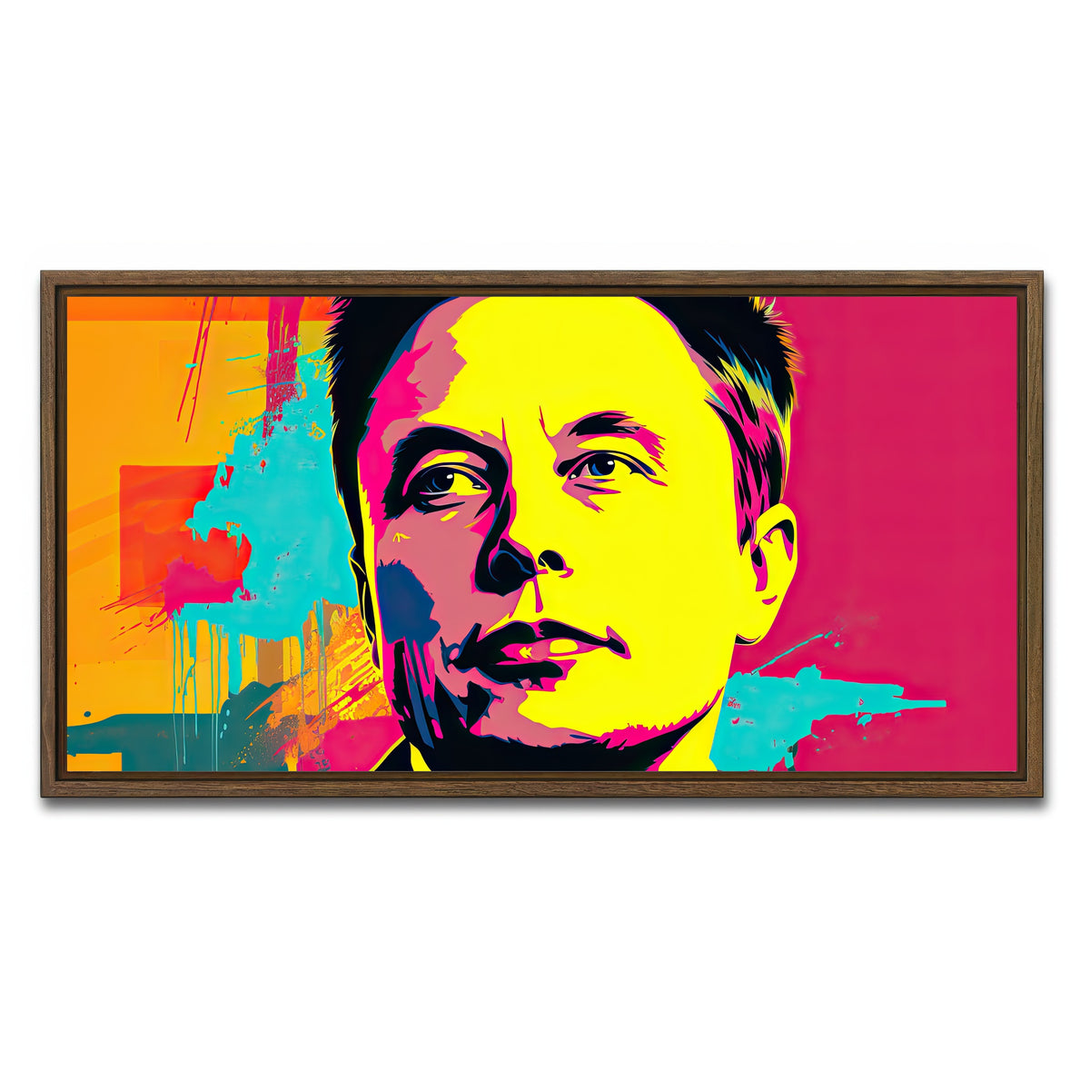 AUTO-MOCKUP WHITE | Elon - Warhol | 1 Piece | Walnut Framed Canvas | group=2x1