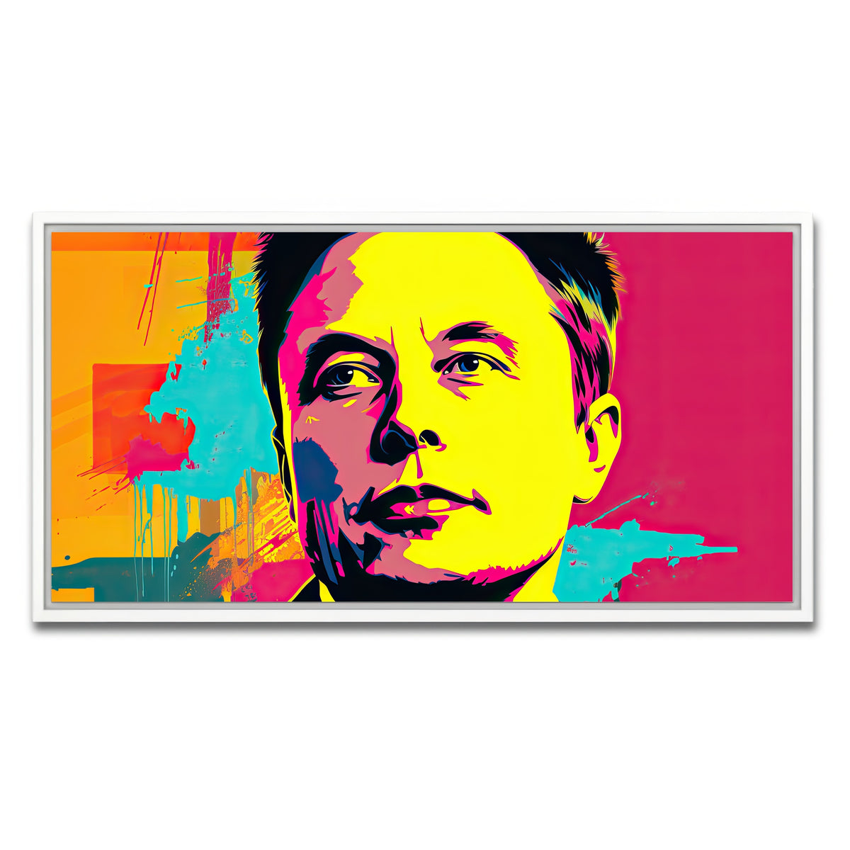 AUTO-MOCKUP WHITE | Elon - Warhol | 1 Piece | White Framed Canvas | group=2x1