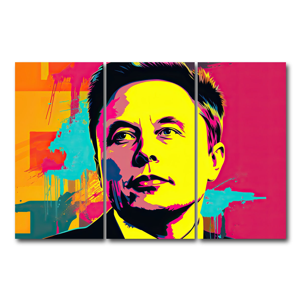 AUTO-MOCKUP WHITE | Elon - Warhol | 3 Piece | Gallery Wrap Canvas | group=12x24