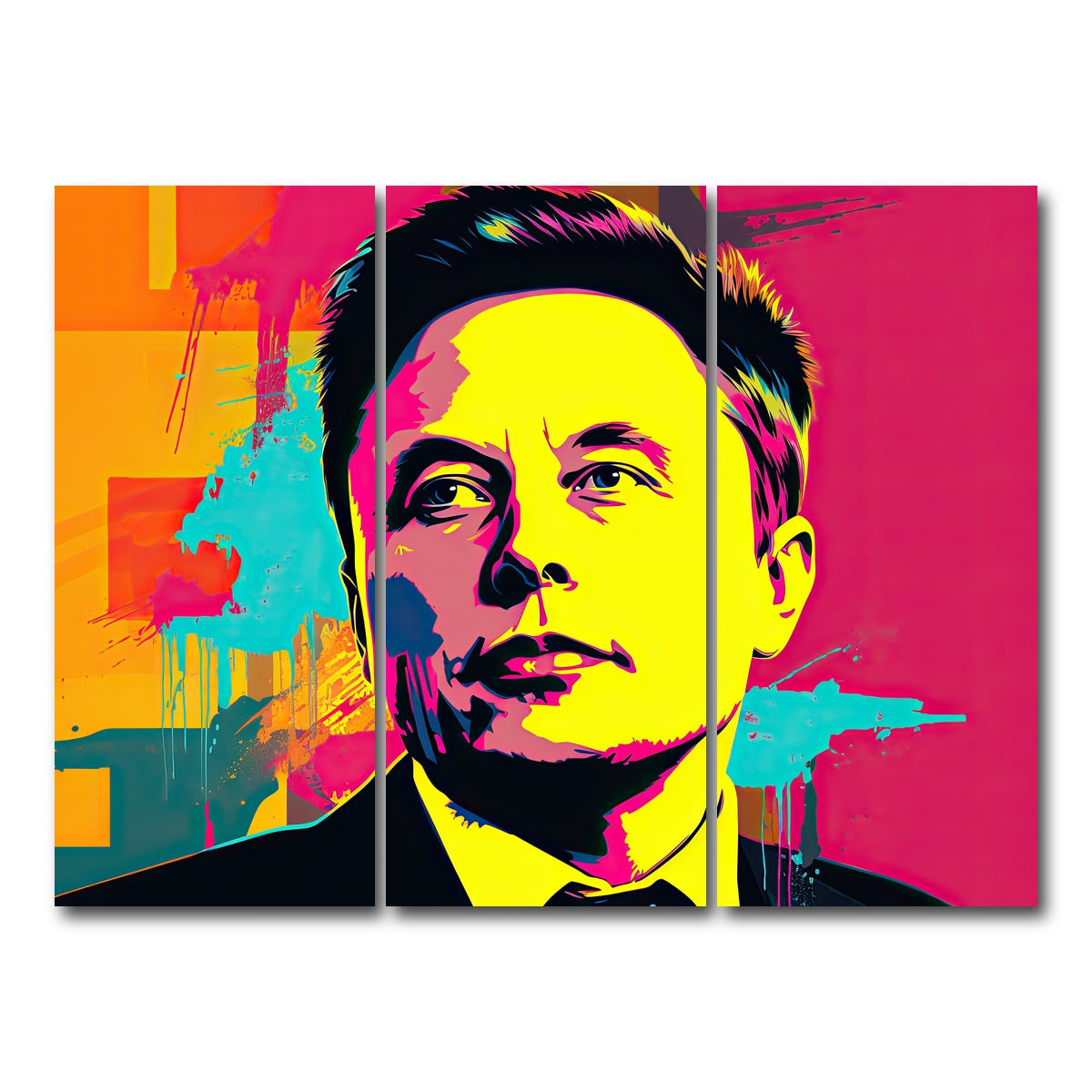 AUTO-MOCKUP WHITE | Elon - Warhol | 3 Piece | Gallery Wrap Canvas | group=8x18