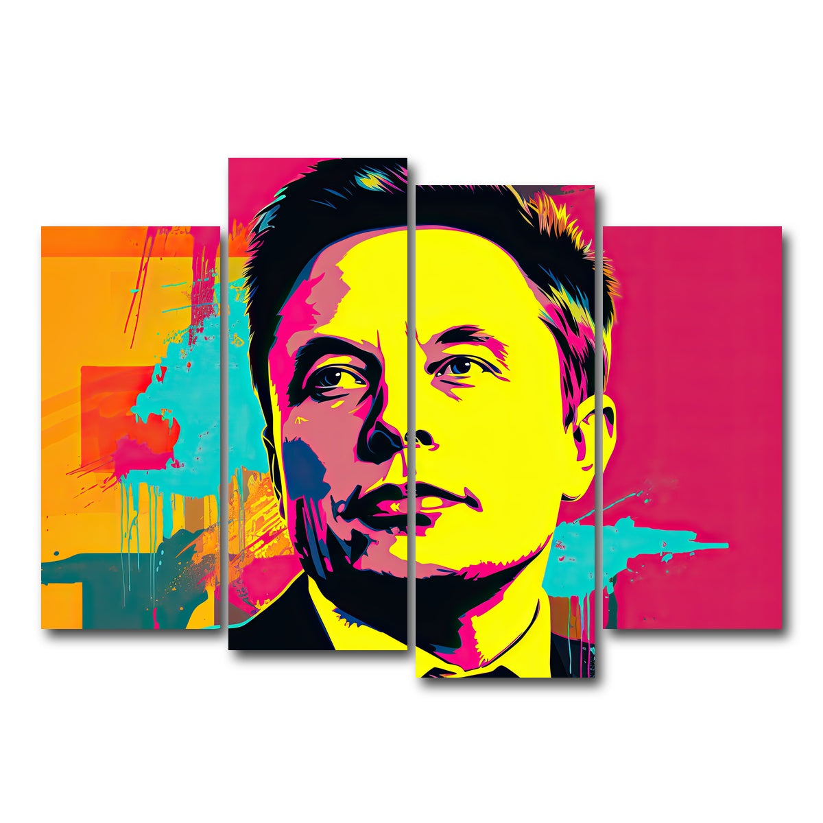 AUTO-MOCKUP WHITE | Elon - Warhol | 4 Piece | Gallery Wrap Canvas | group=4_normal