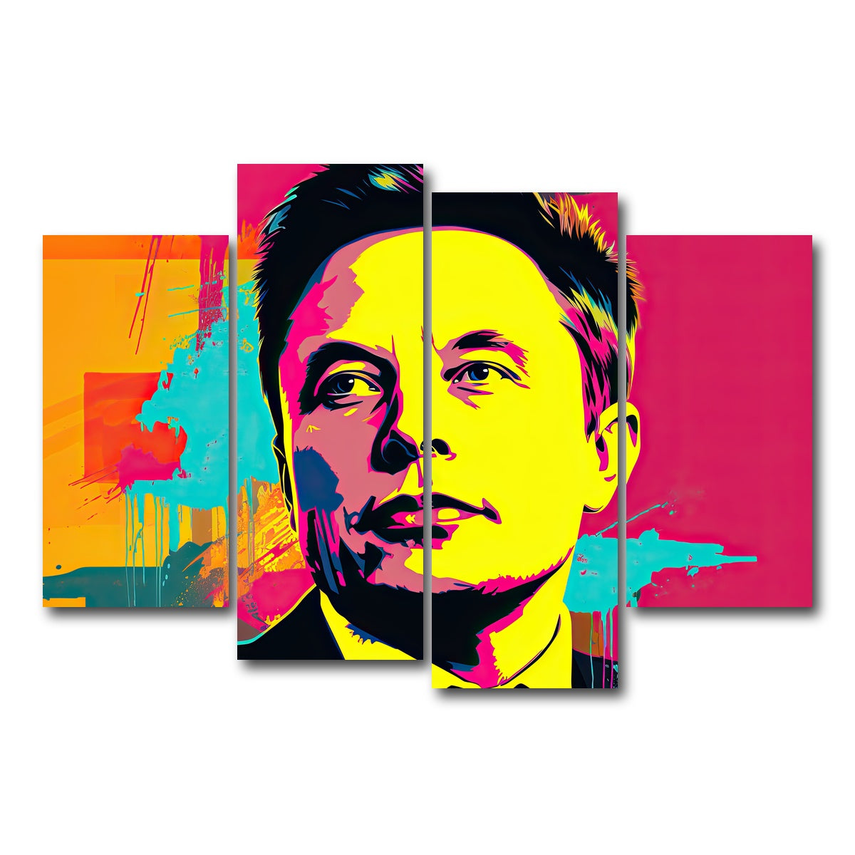 AUTO-MOCKUP WHITE | Elon - Warhol | 4 Piece | Gallery Wrap Canvas | group=4_short