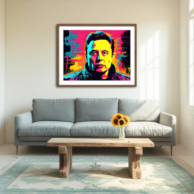 AUTO-MOCKUP ROOM | Elon Musk Warhol Style Wall Art