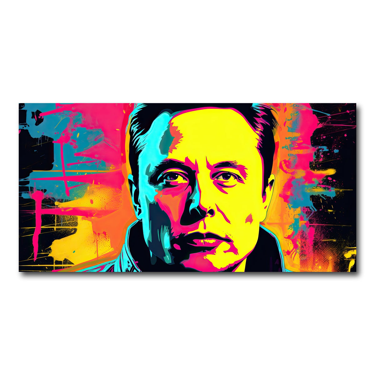 AUTO-MOCKUP WHITE | Elon Musk Warhol Style | 1 Piece | Gallery Wrap Canvas | group=2x1