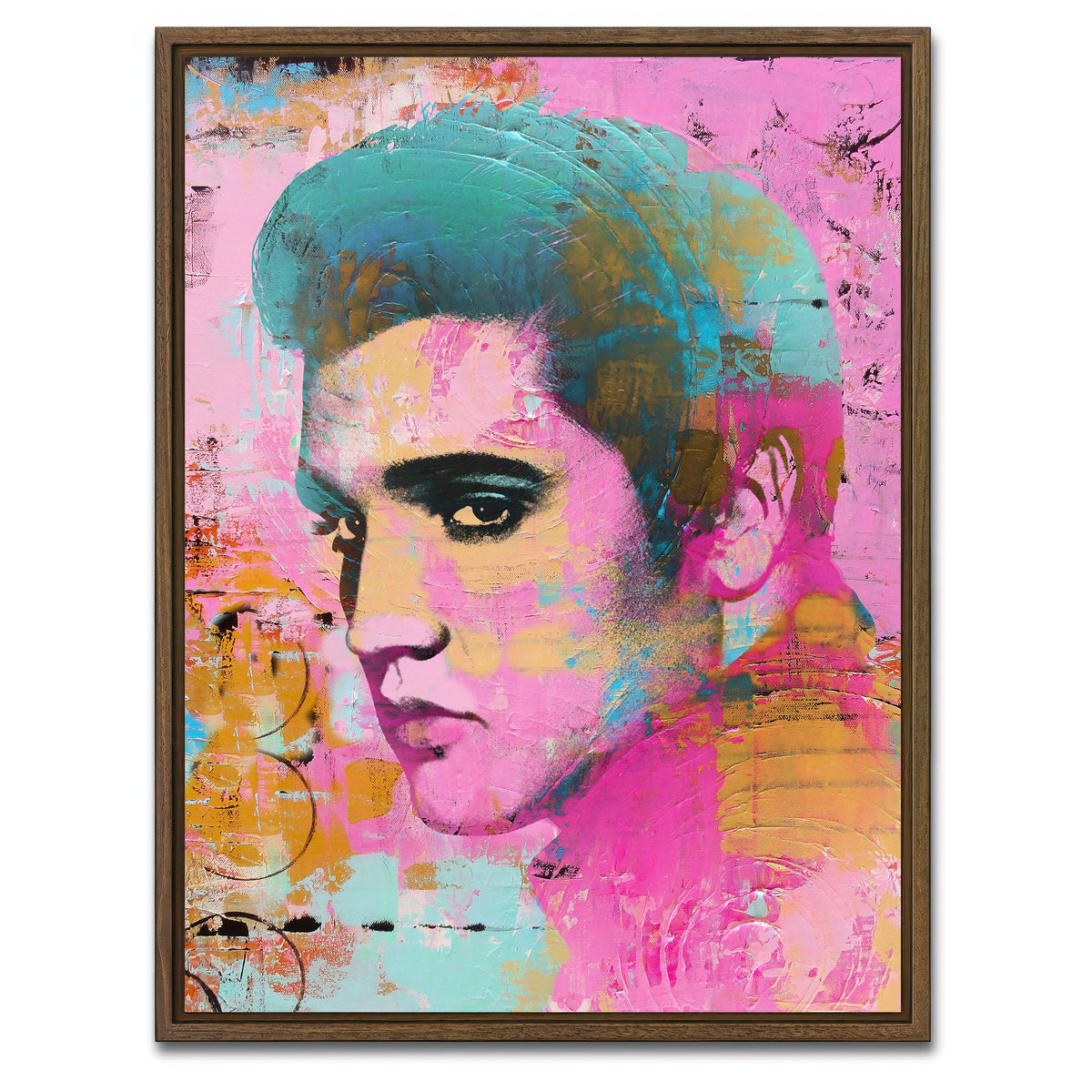 AUTO-MOCKUP WHITE | Elvis Pink | 1 Piece | Walnut Framed Canvas | group=3x4