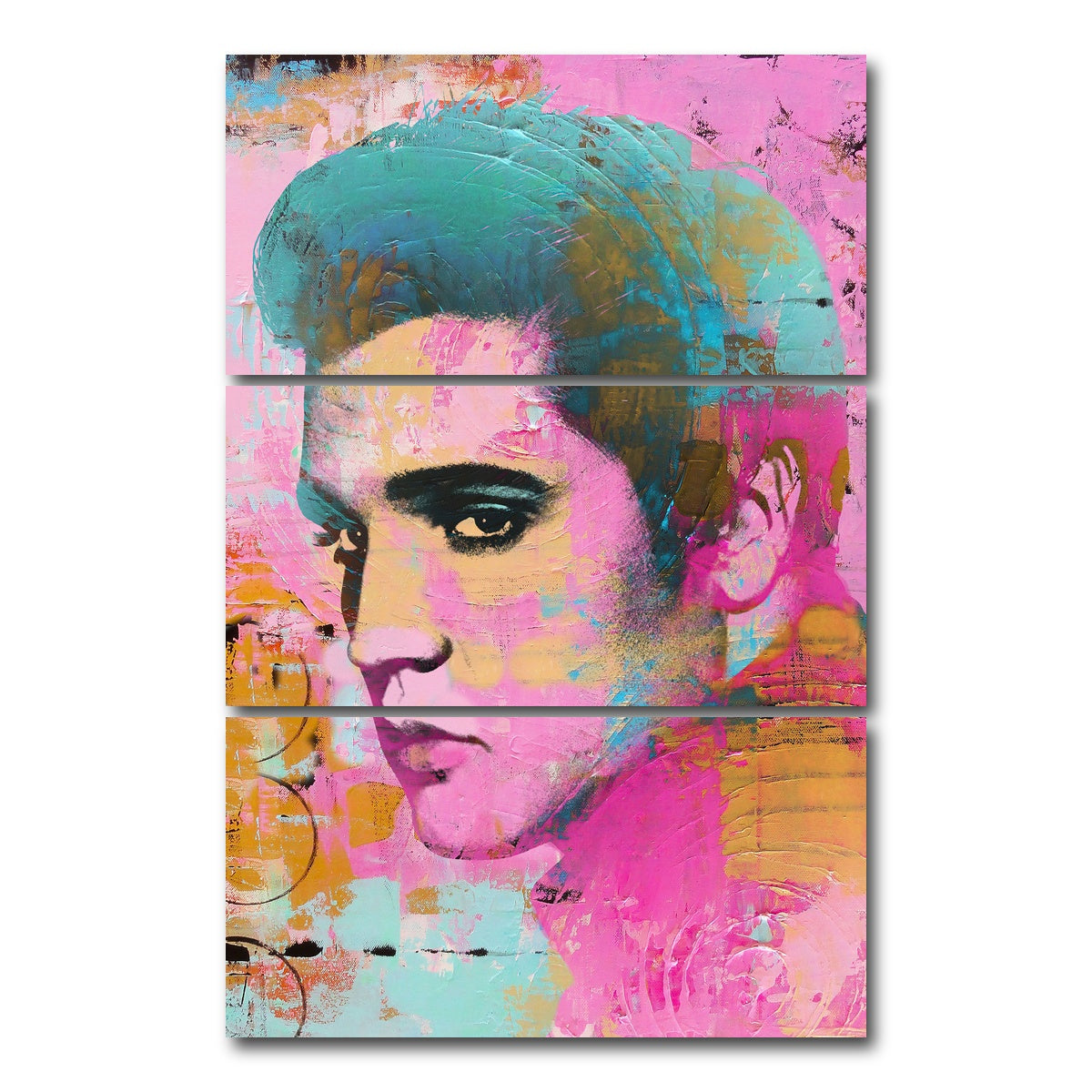AUTO-MOCKUP WHITE | Elvis Pink | 3 Piece | Gallery Wrap Canvas | group=12x24_stacked