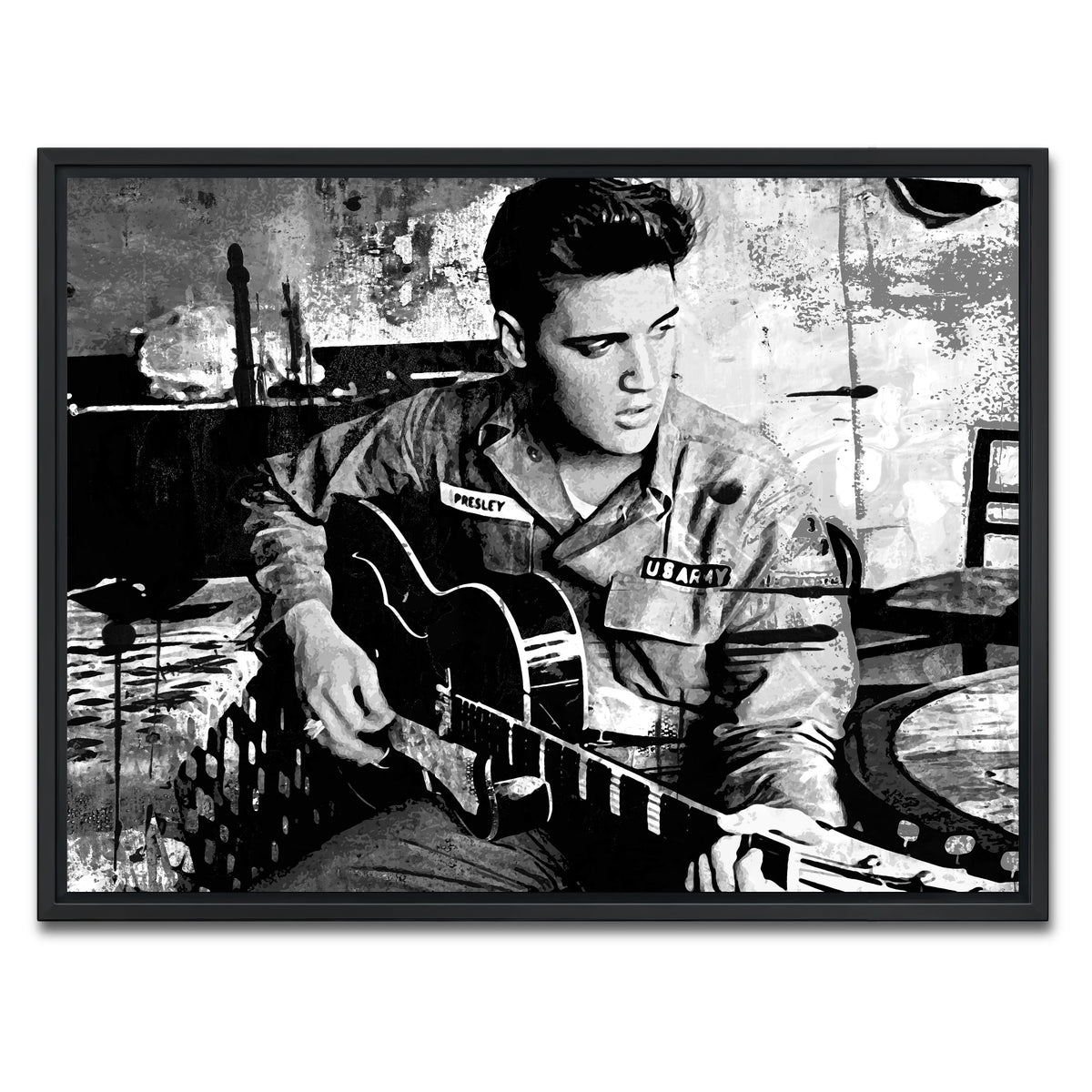 AUTO-MOCKUP WHITE | Elvis Presley Grayscale | 1 Piece | Black Framed Canvas | group=4x3