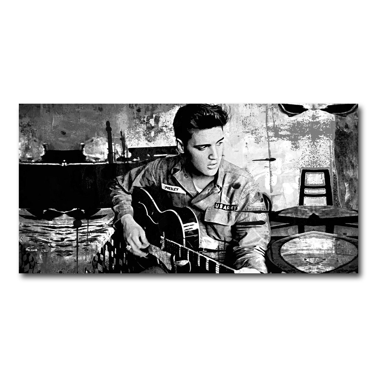 AUTO-MOCKUP WHITE | Elvis Presley Grayscale | 1 Piece | Gallery Wrap Canvas | group=2x1